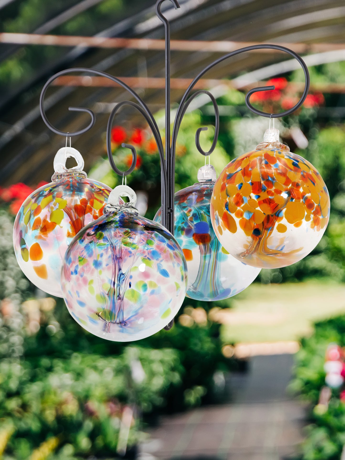 Rainbow Tree of Life 4 6 Inch Hand Blown Decorative Glass Ornaments with Hanger