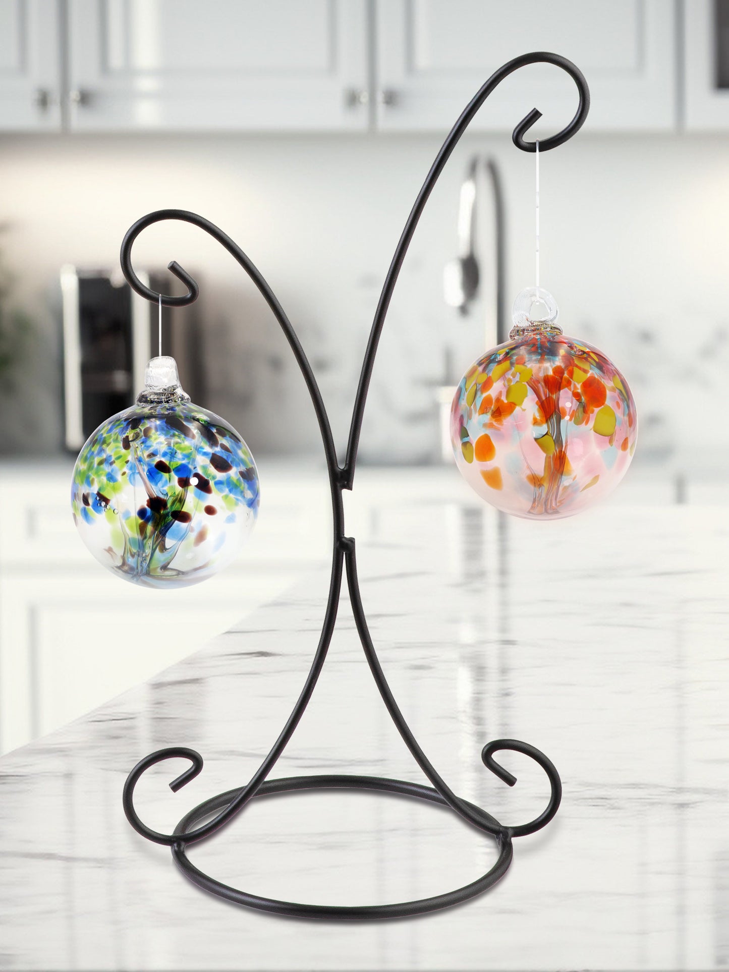 Rainbow Tree of Life 2 4 Inch Mystic Hand Blown Decorative Glass Ornaments with Stand
