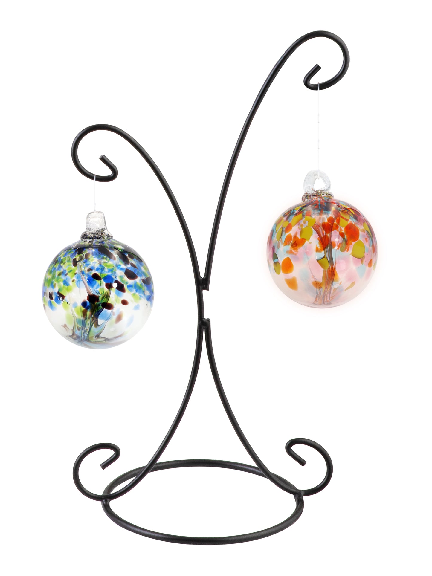 Rainbow Tree of Life 2 4 Inch Mystic Hand Blown Decorative Glass Ornaments with Stand