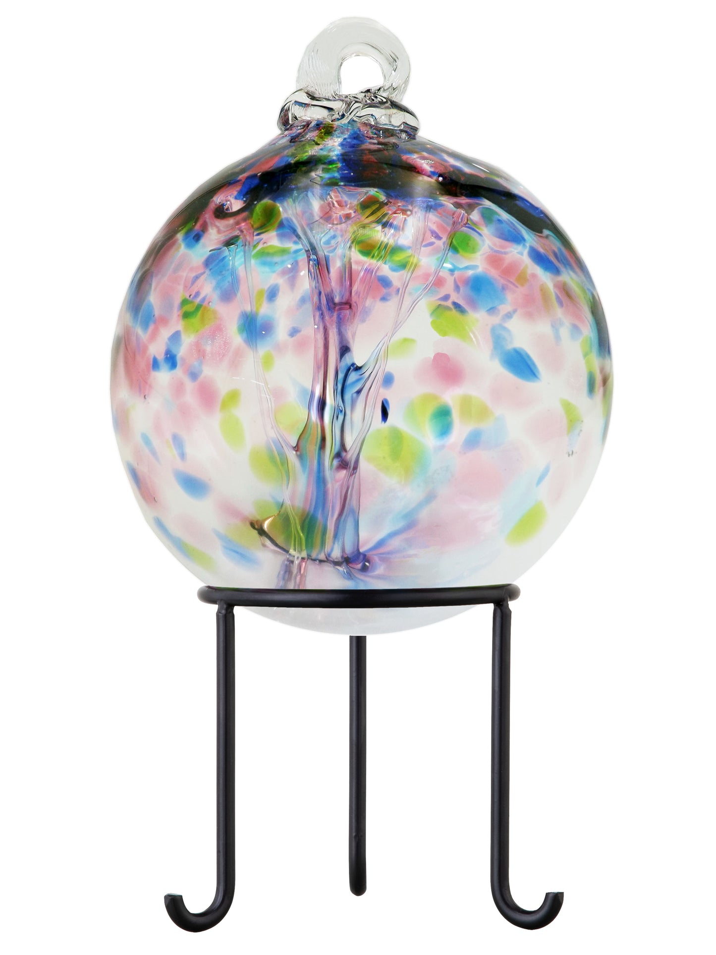Rainbow Tree of Life 6 Inch Hope Hand Blown Decorative Glass Ornament with Stand