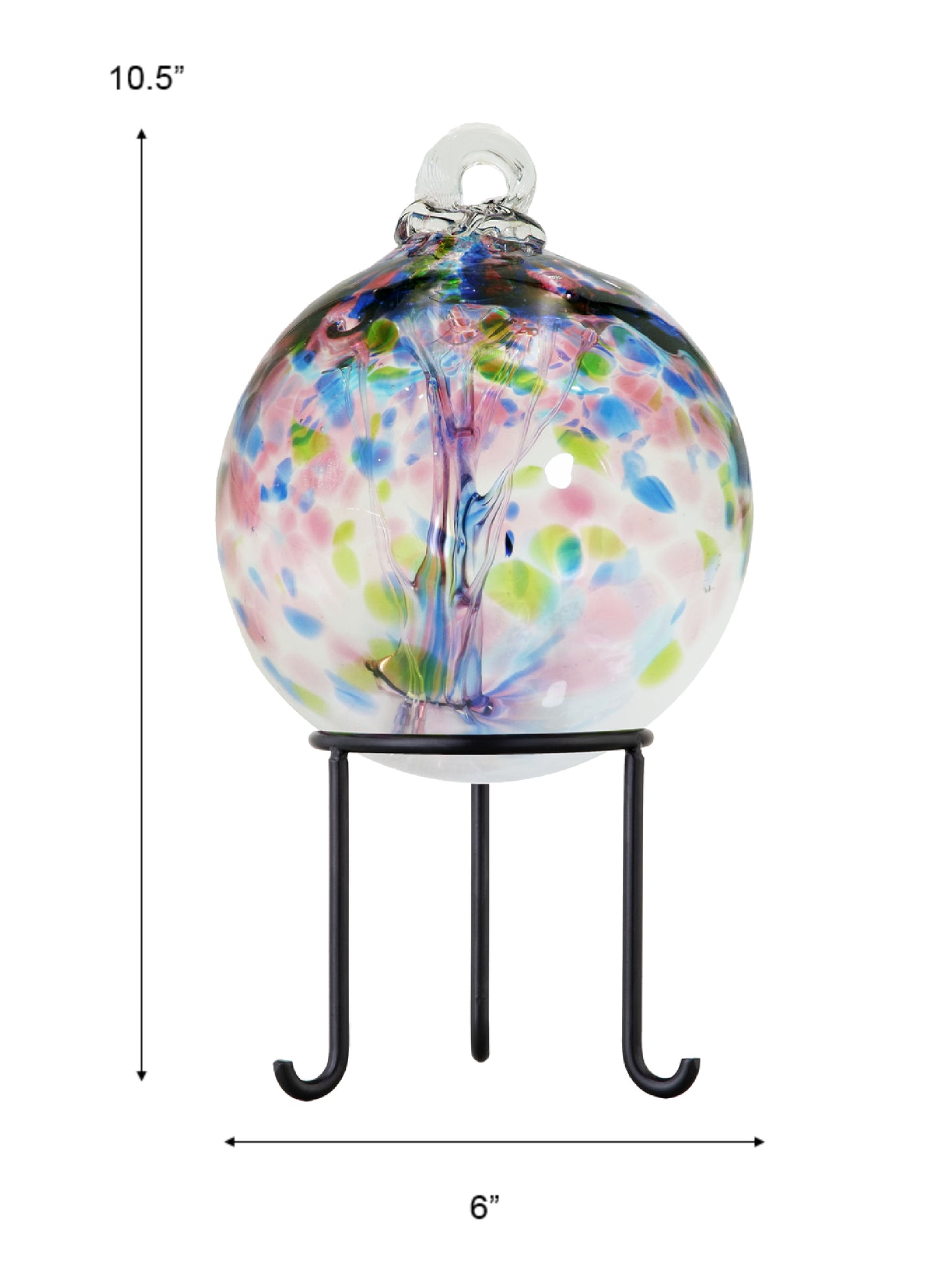 Rainbow Tree of Life 6 Inch Hope Hand Blown Decorative Glass Ornament with Stand