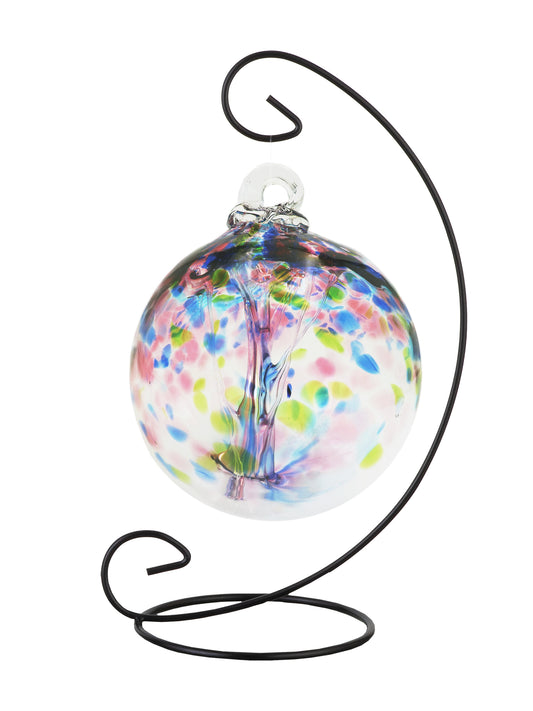 Rainbow Tree of Life 6 Inch Hope Hand Blown Decorative Glass Ornament with Stand