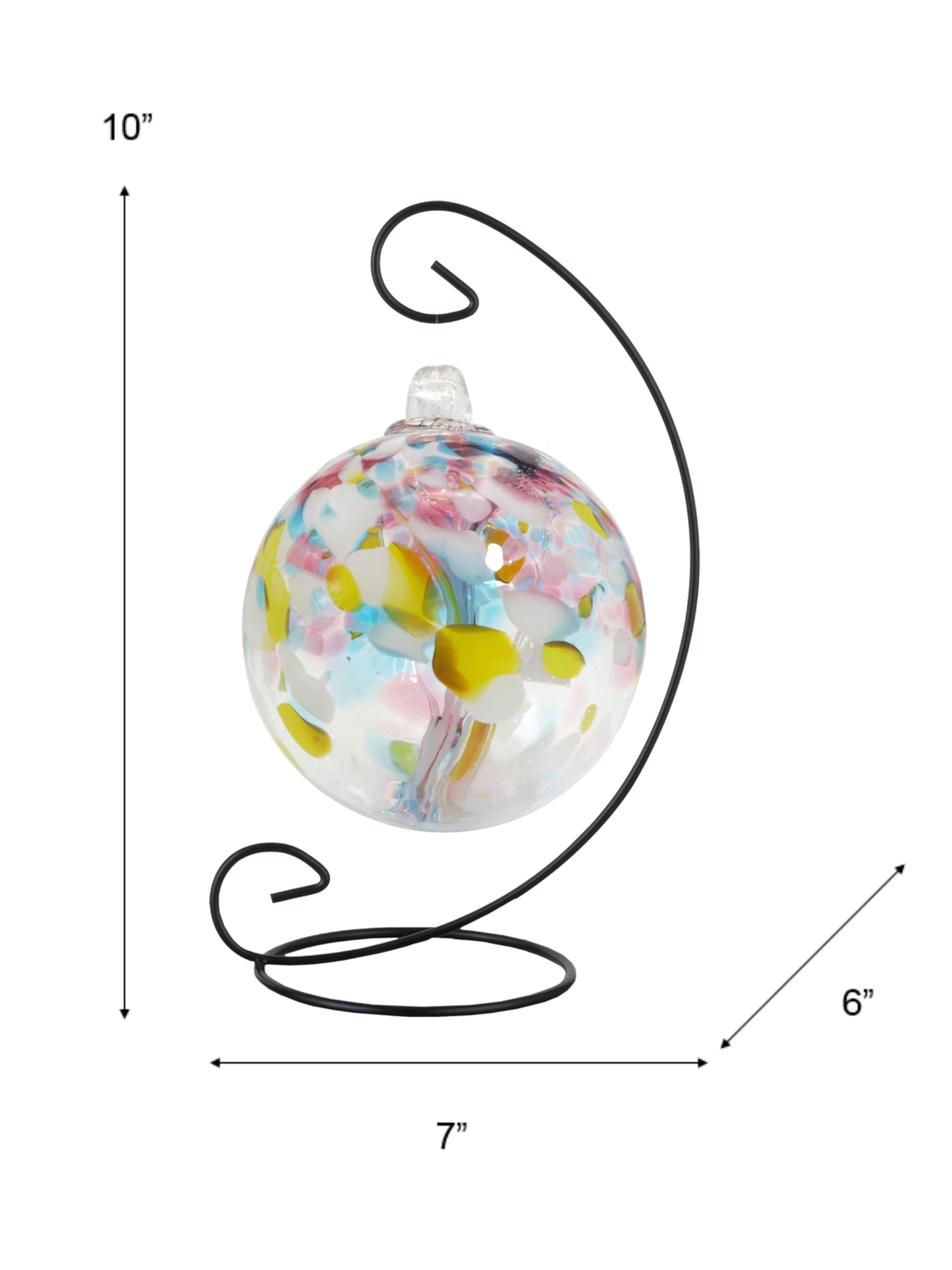 Rainbow Tree of Life 6 Inch Hope Hand Blown Decorative Glass Ornament with Stand