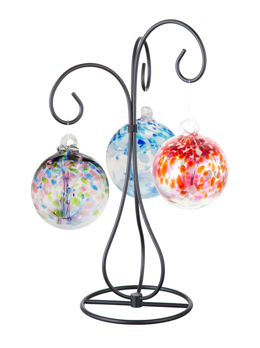 Rainbow Tree of Life Three 4 Inch Hope Hand Blown Decorative Glass Ornaments with Stand