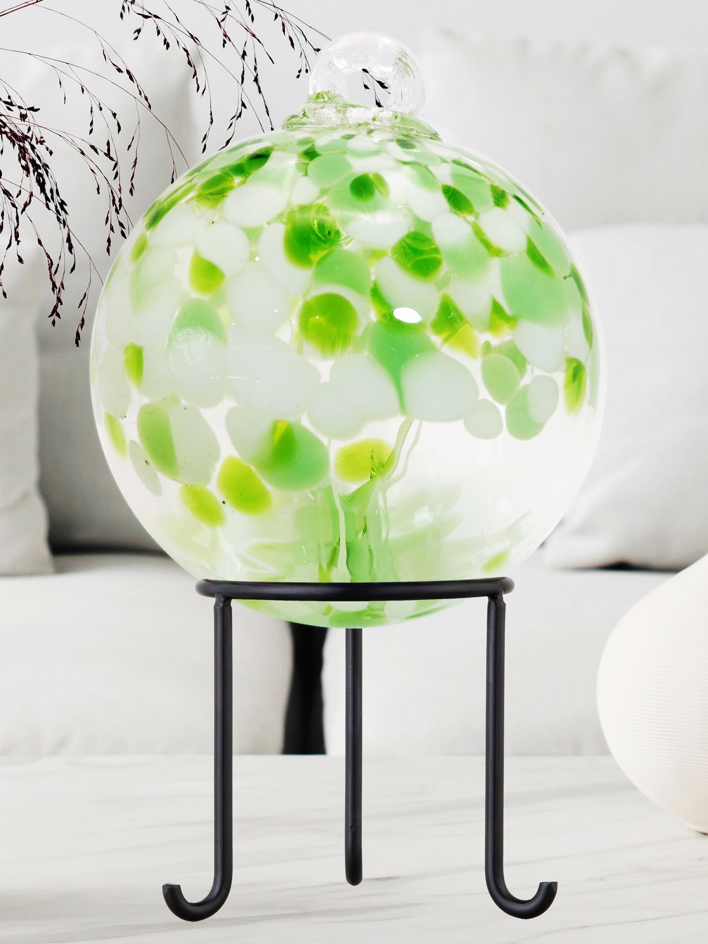 Rainbow Tree of Life 6 Inch Celtic Hand Blown Decorative Glass Ornament with Stand