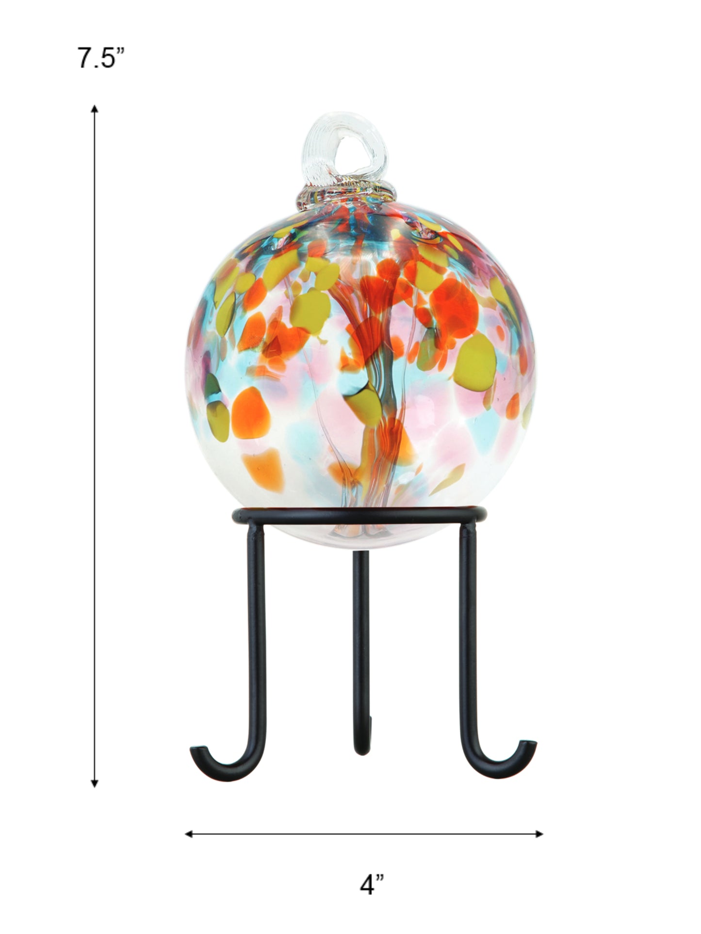 Rainbow Tree of Life 4 Inch Eden Hand Blown Decorative Glass Ornament with Stand