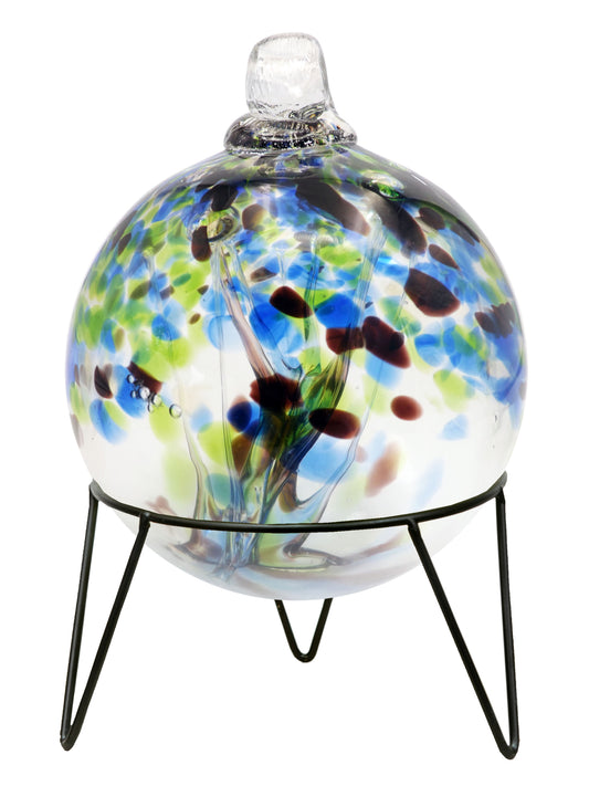 Rainbow Tree of Life 8 Inch Mystic Hand Blown Decorative Glass Ornament with Stand