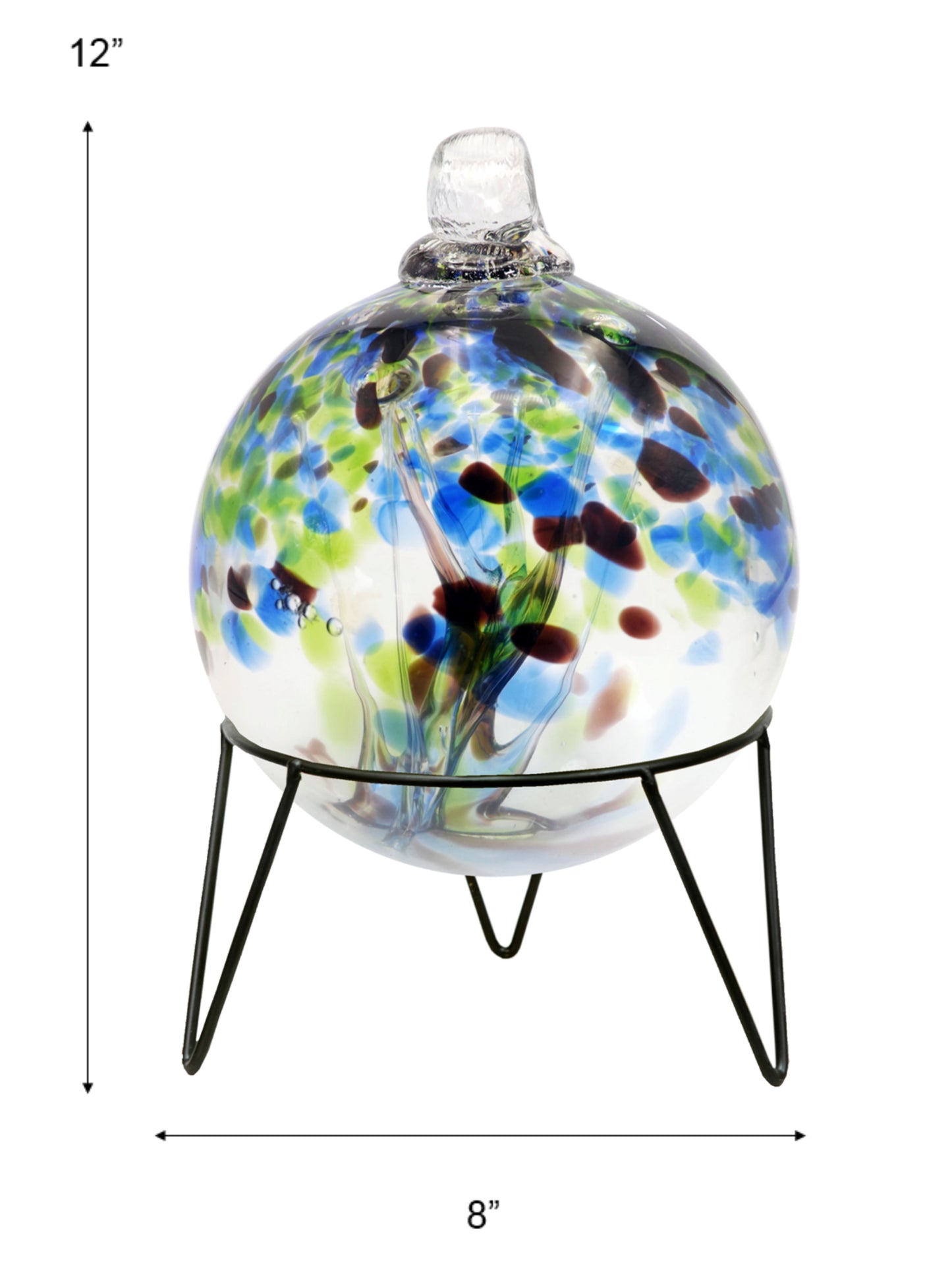 Rainbow Tree of Life 8 Inch Mystic Hand Blown Decorative Glass Ornament with Stand