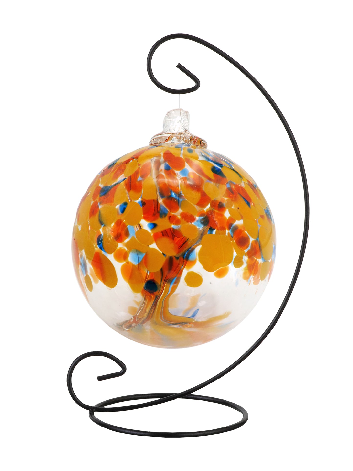 Rainbow Tree of Life 6 Inch Aura Hand Blown Decorative Glass Ornament with Stand
