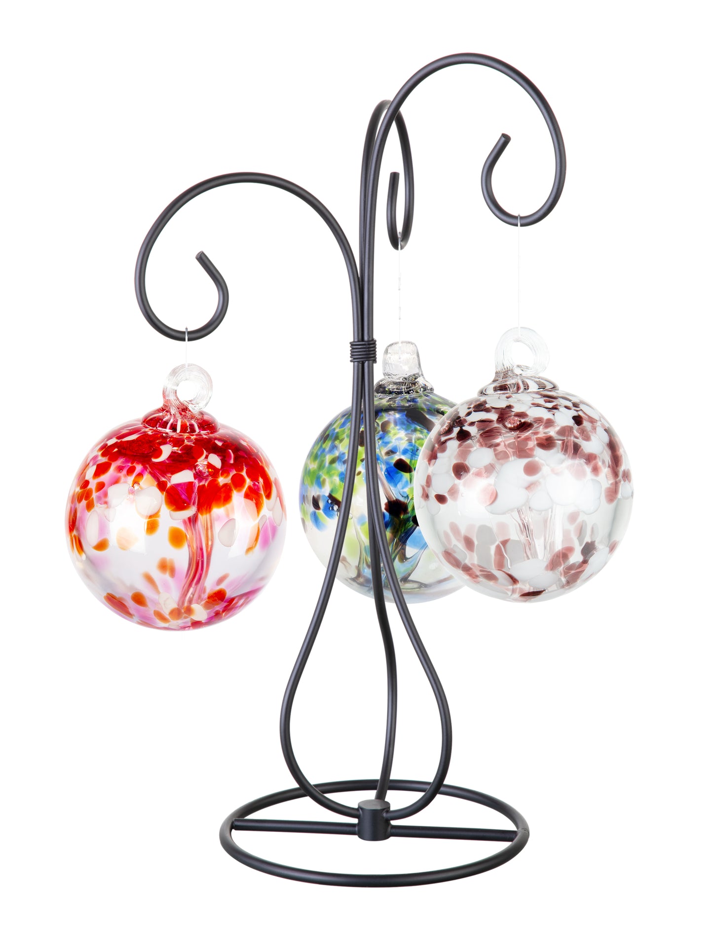 Rainbow Tree of Life 3 4 Inch Hand Blown Decorative Glass Ornaments with Stand