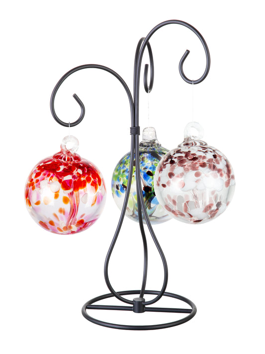 Rainbow Tree of Life 3 4 Inch Hand Blown Decorative Glass Ornaments with Stand