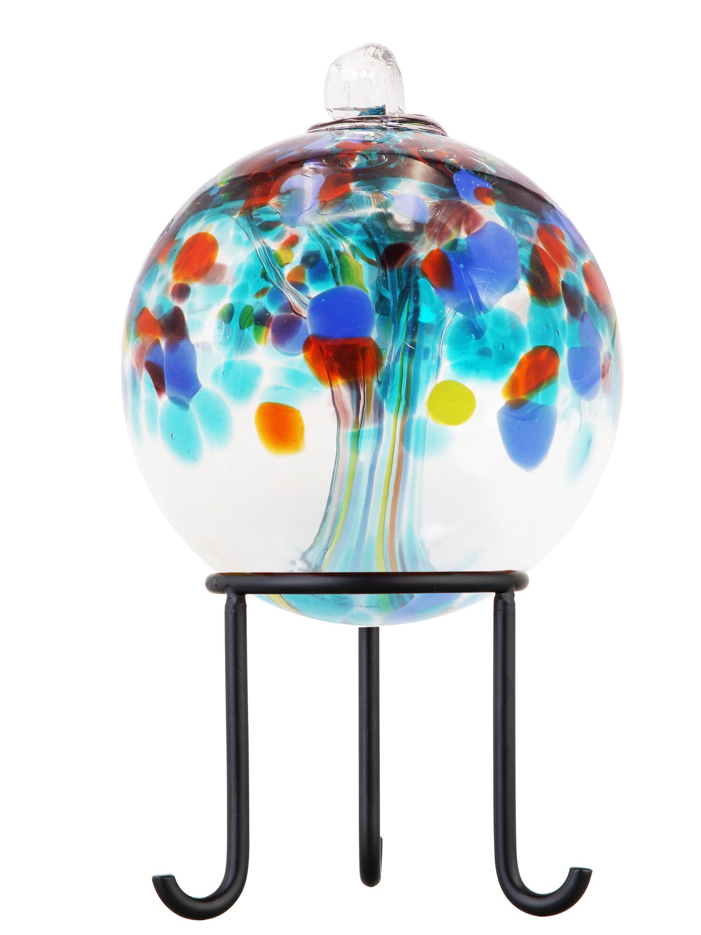 Rainbow Tree of Life 4 Inch Devotion Hand Blown Decorative Glass Ornament with Stand
