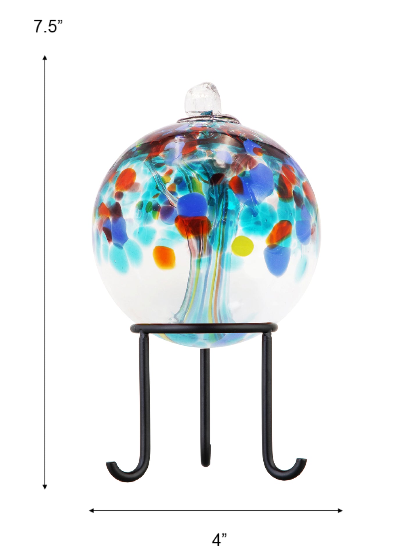 Rainbow Tree of Life 4 Inch Devotion Hand Blown Decorative Glass Ornament with Stand