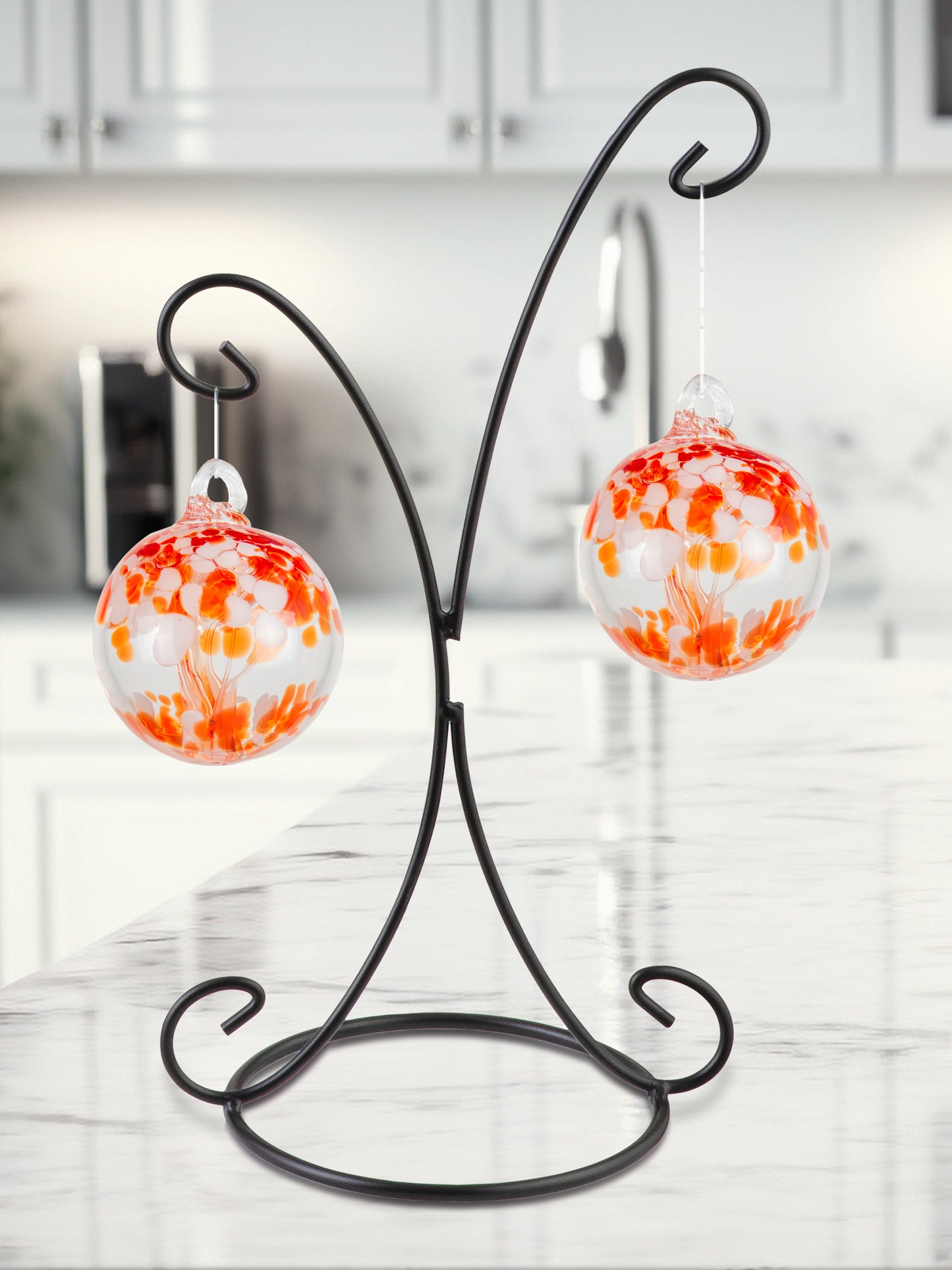 Rainbow Tree of Life 2 4 Inch Nova Hand Blown Decorative Glass Ornament with Stand