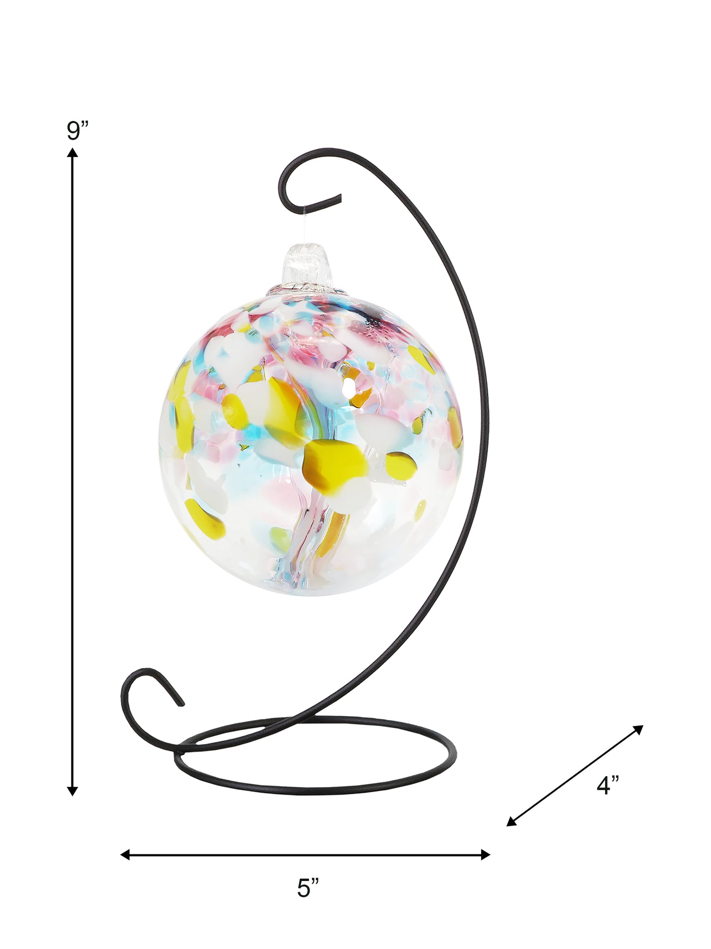 Rainbow Tree of Life 3 Inch Spring Hand Blown Decorative Glass Ornament with Stand