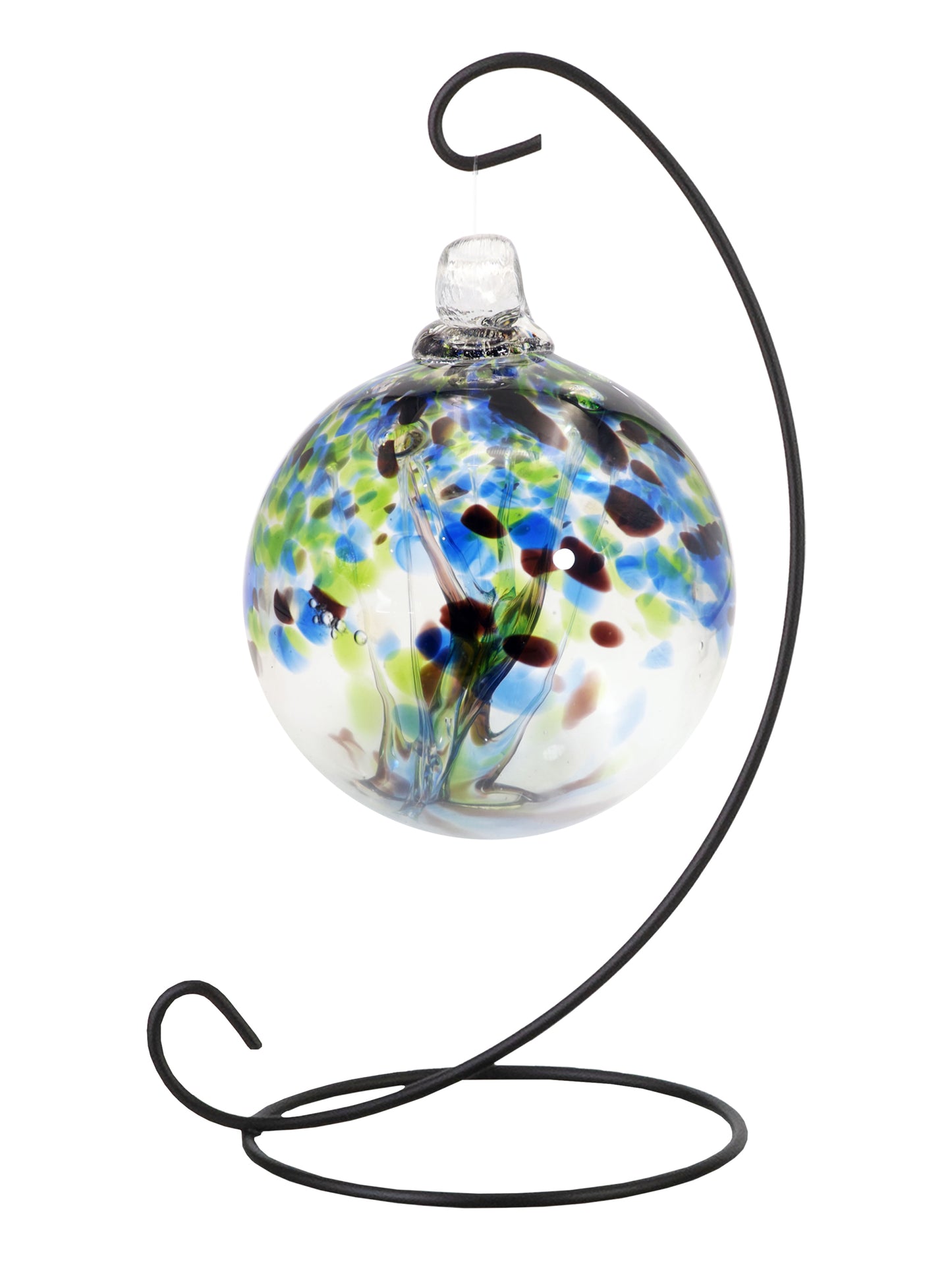 Rainbow Tree of Life 3 Inch Mystic Hand Blown Decorative Glass Ornament with Stand