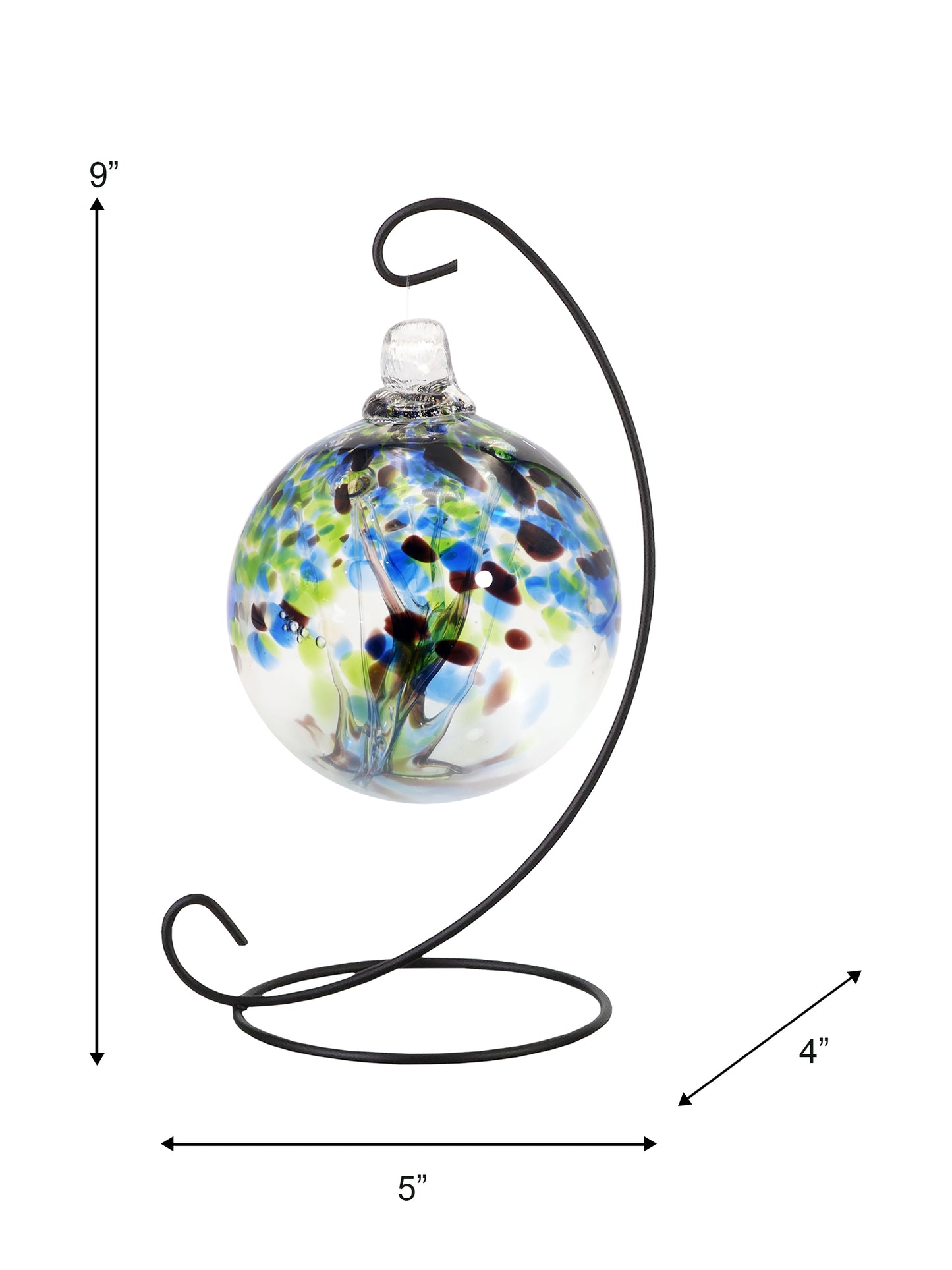 Rainbow Tree of Life 3 Inch Mystic Hand Blown Decorative Glass Ornament with Stand