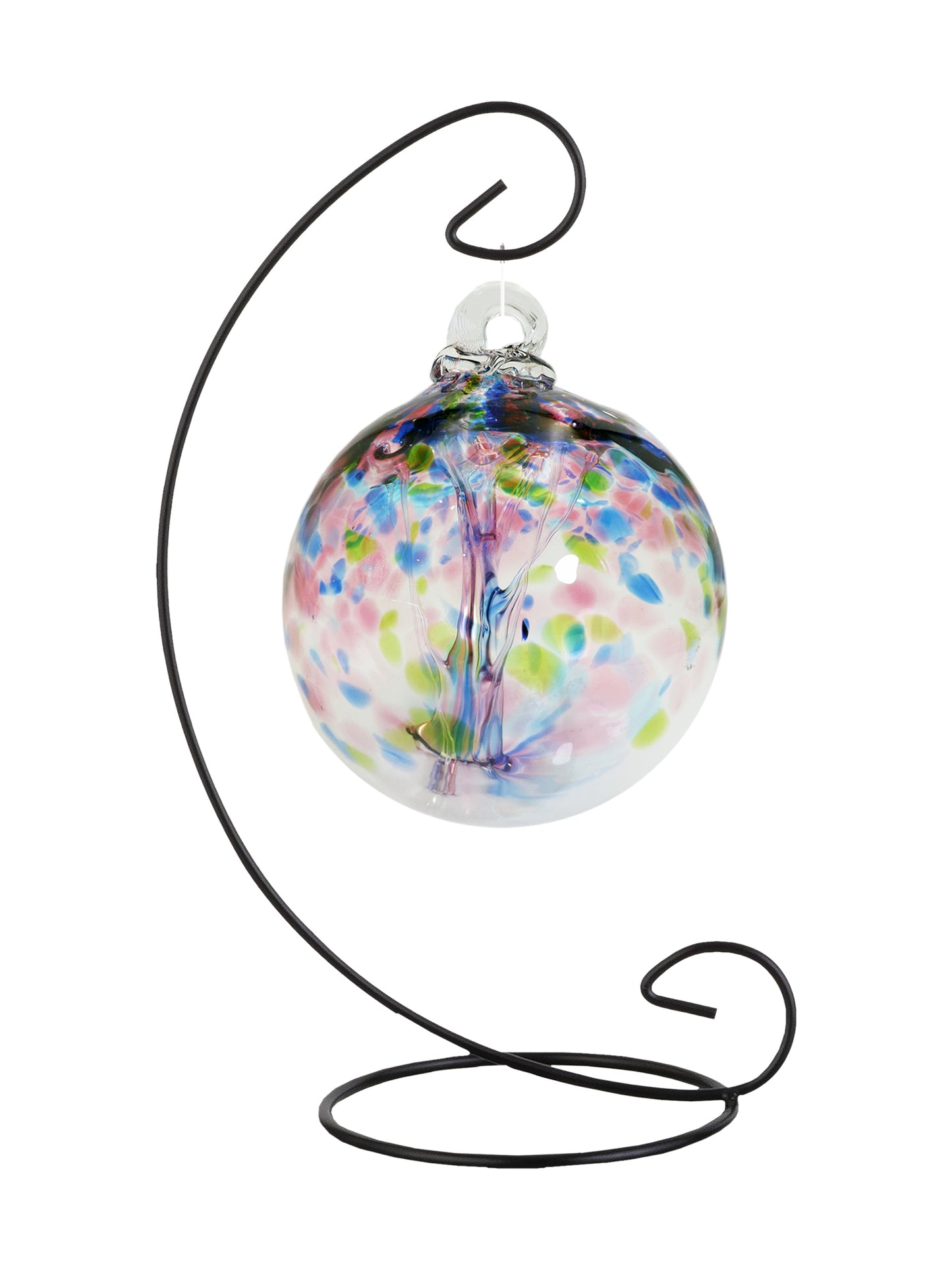 Rainbow Tree of Life 4 Inch Hope Hand Blown Decorative Glass Ornament with Stand