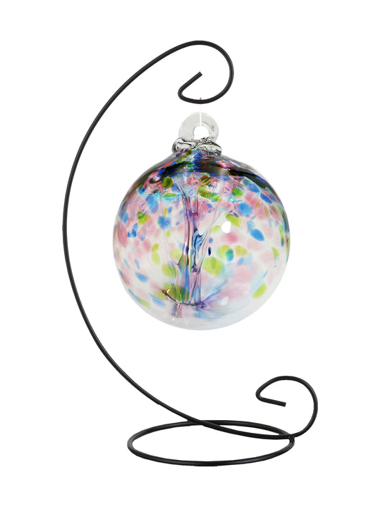 Rainbow Tree of Life 4 Inch Hope Hand Blown Decorative Glass Ornament with Stand