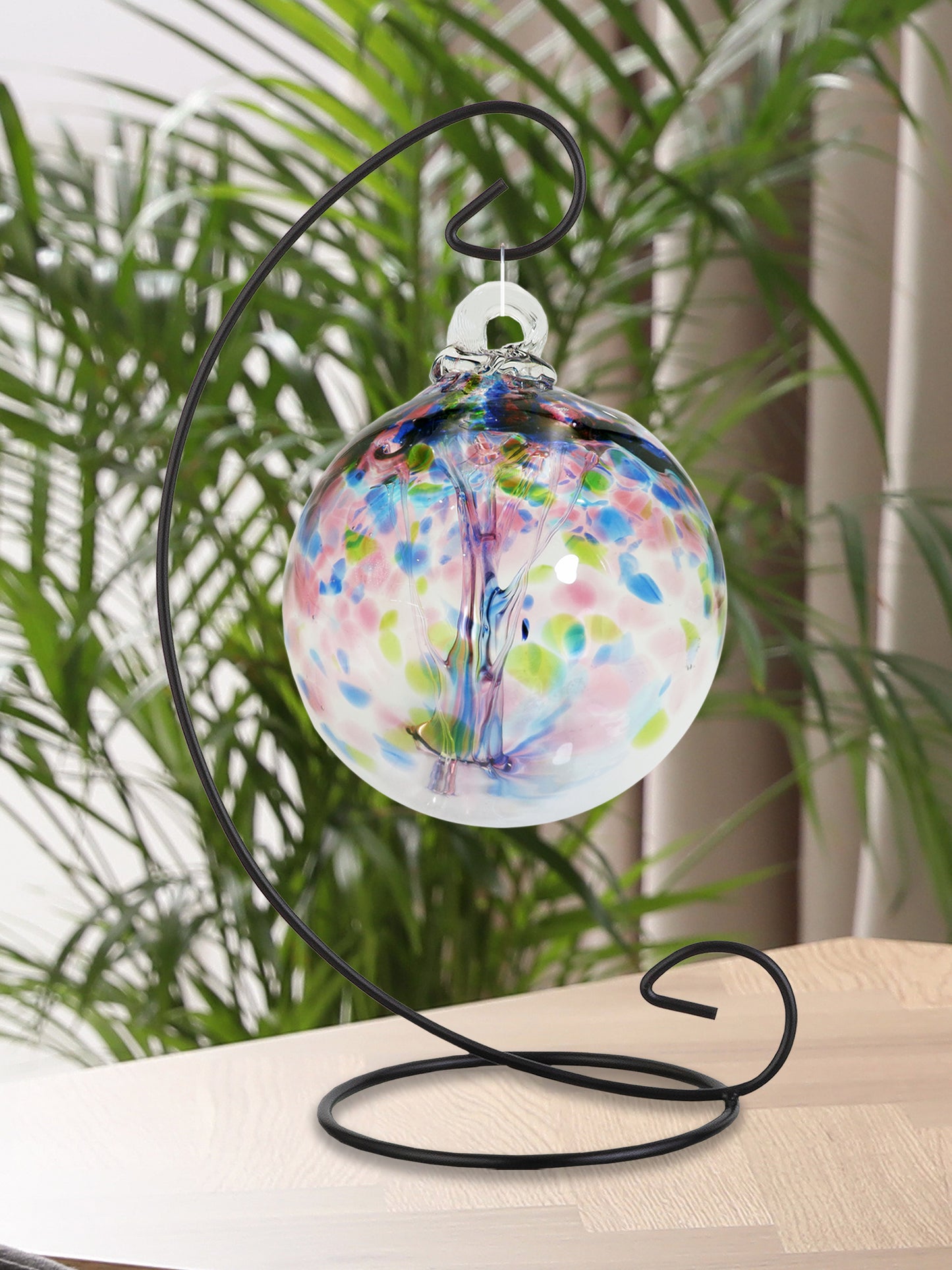 Rainbow Tree of Life 4 Inch Hope Hand Blown Decorative Glass Ornament with Stand