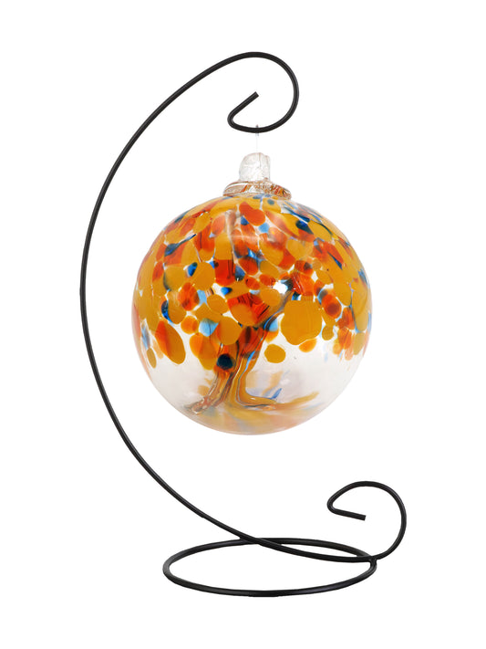 Rainbow Tree of Life 4  Inch Aura Hand Blown Decorative Glass Ornament with Stand