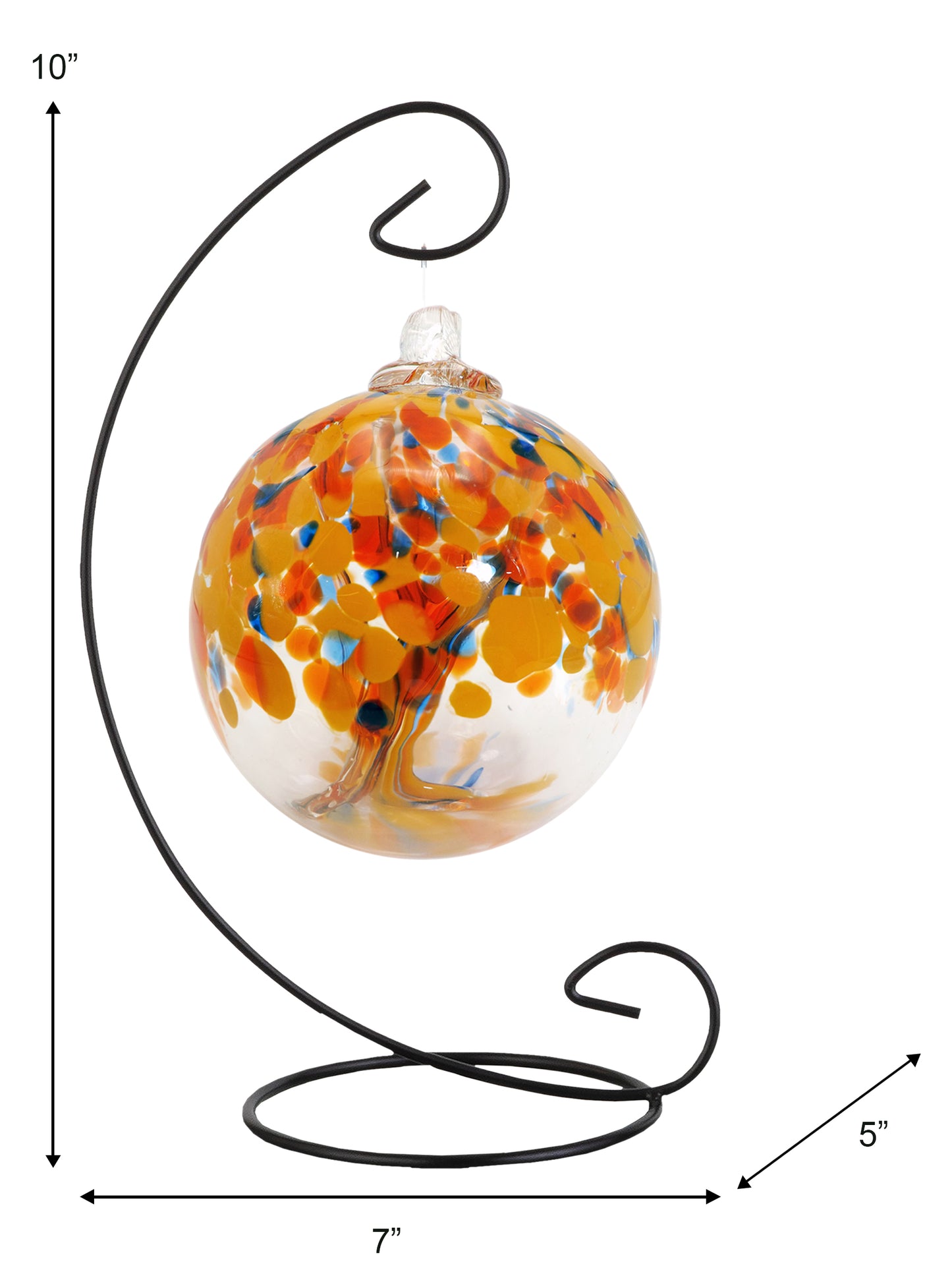 Rainbow Tree of Life 4  Inch Aura Hand Blown Decorative Glass Ornament with Stand