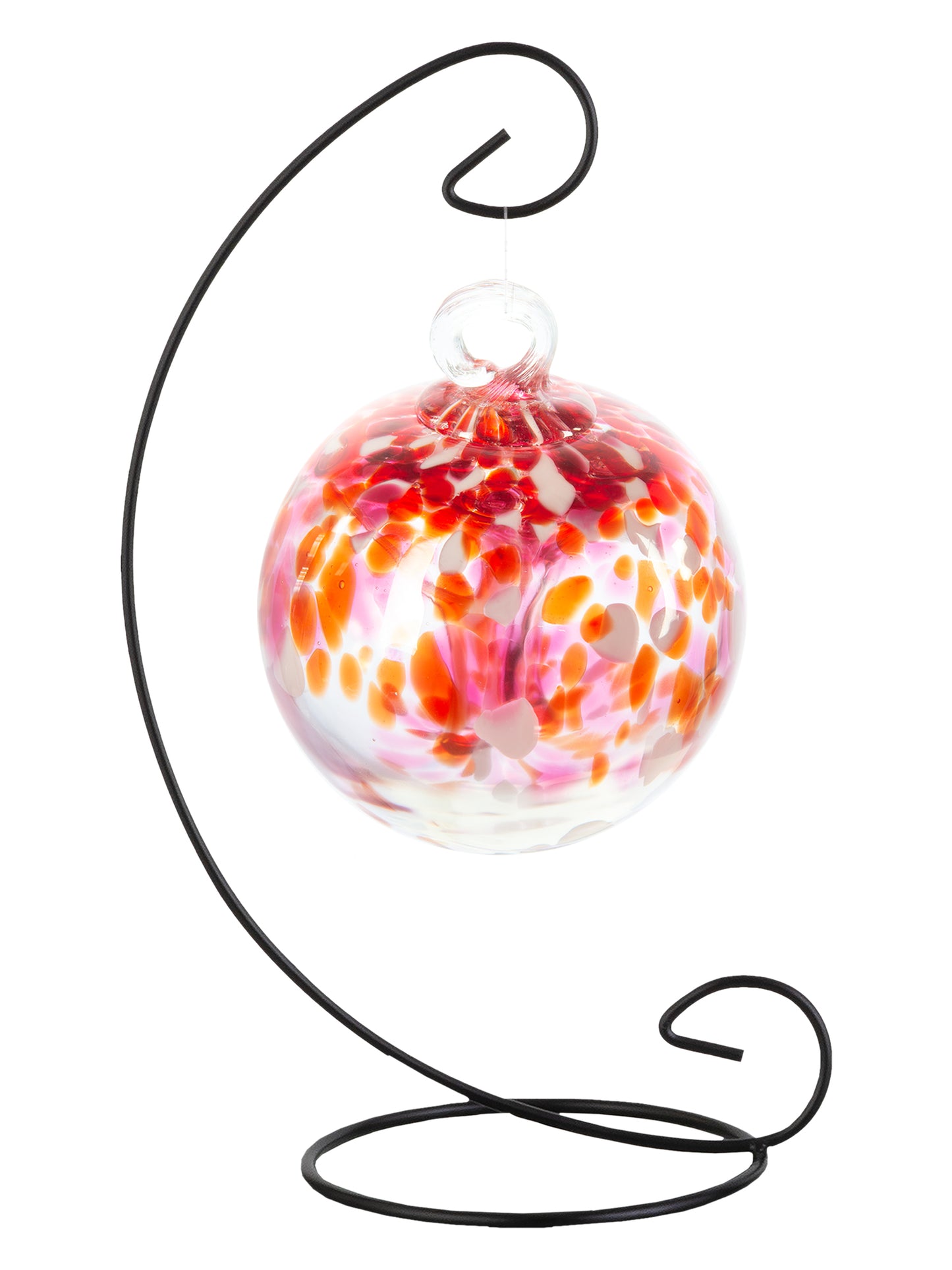 Rainbow Tree of Life 4  Inch Golden Pink Hand Blown Decorative Glass Ornament with Stand