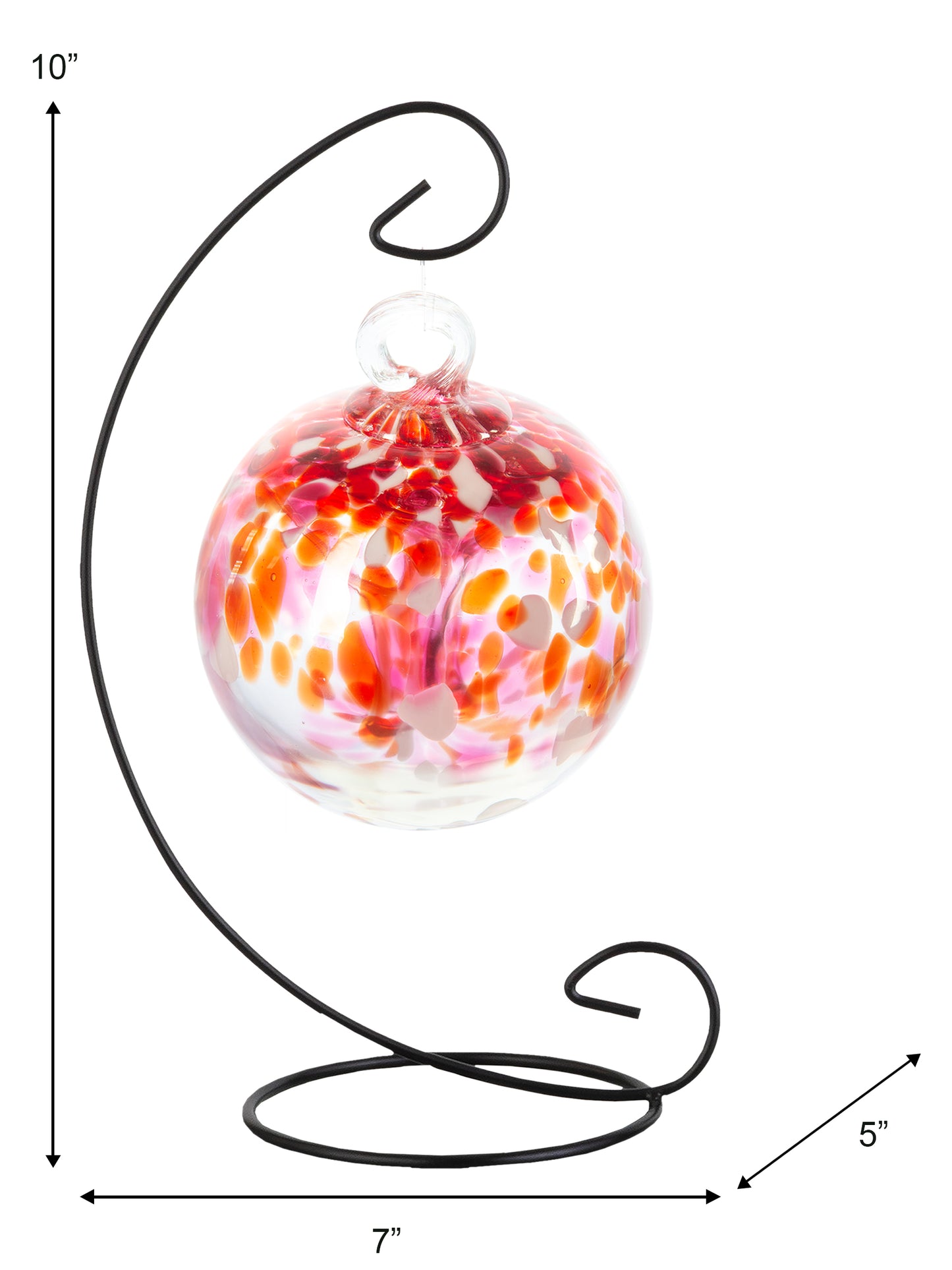 Rainbow Tree of Life 4  Inch Golden Pink Hand Blown Decorative Glass Ornament with Stand