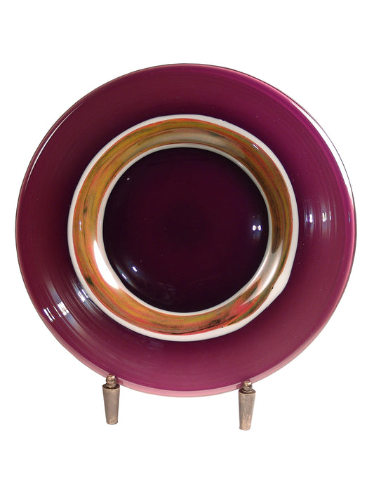 Melrose Handcrafted Art Glass Charger Plate with Stand
