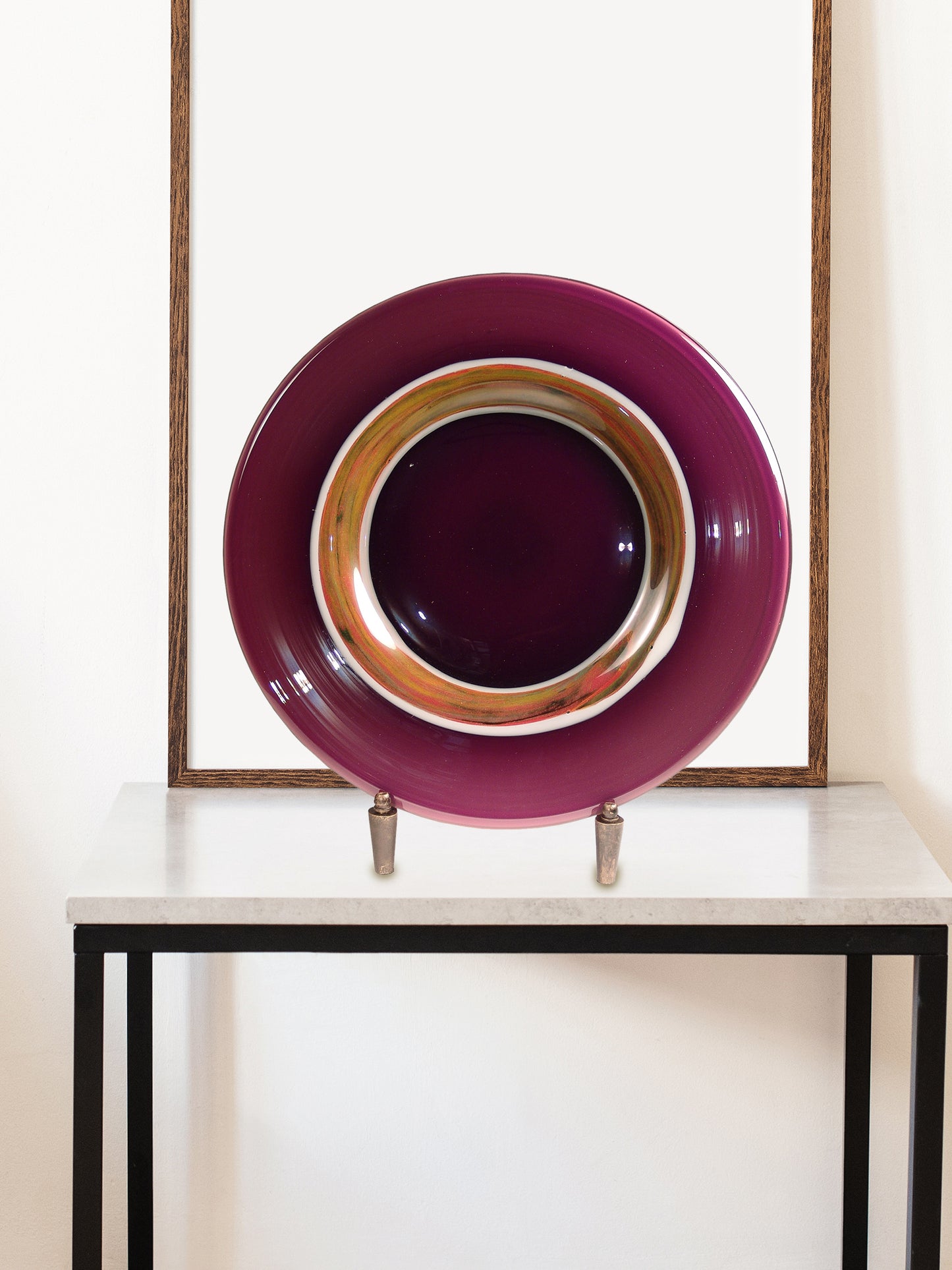 Melrose Handcrafted Art Glass Charger Plate with Stand