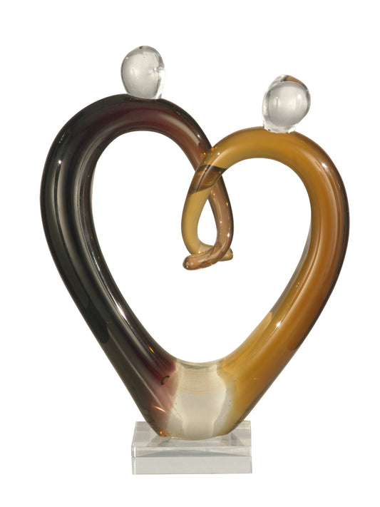 Joining Heart Handcrafted Art Glass Sculpture