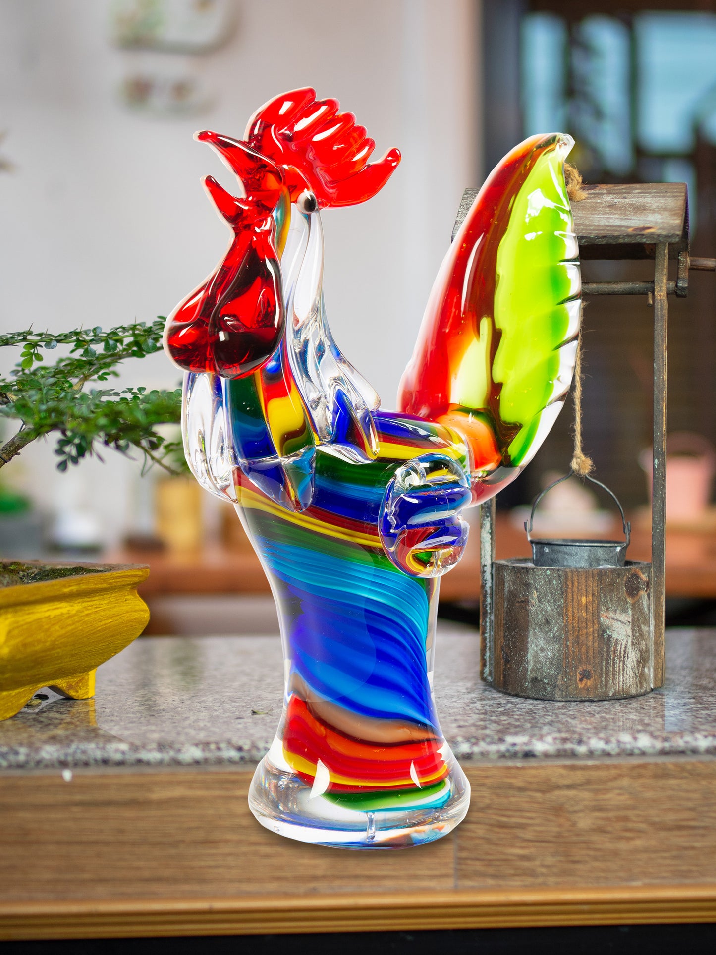 Rooster Handcrafted Art Glass Figurine