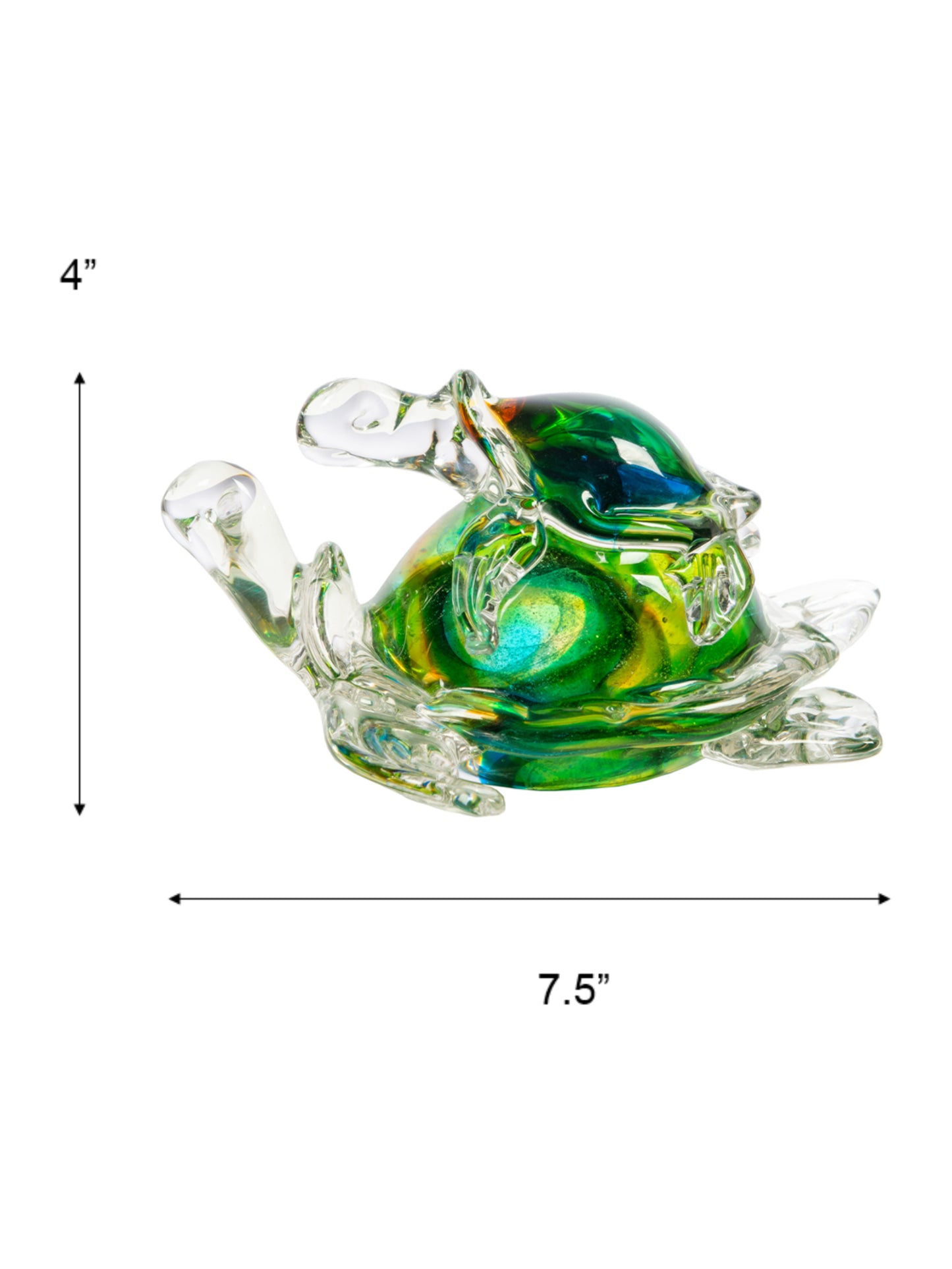 Colorful Sea Turtle Handcrafted Art Glass Figurine