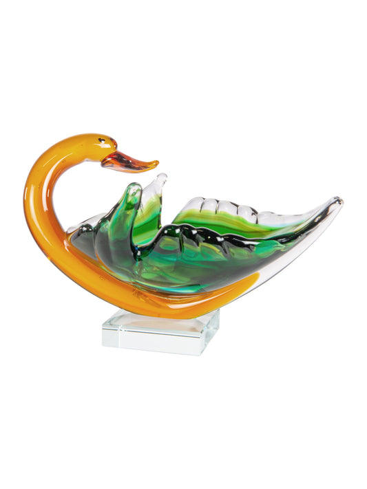 Majestic Swan Handcrafted Art Glass Bowl