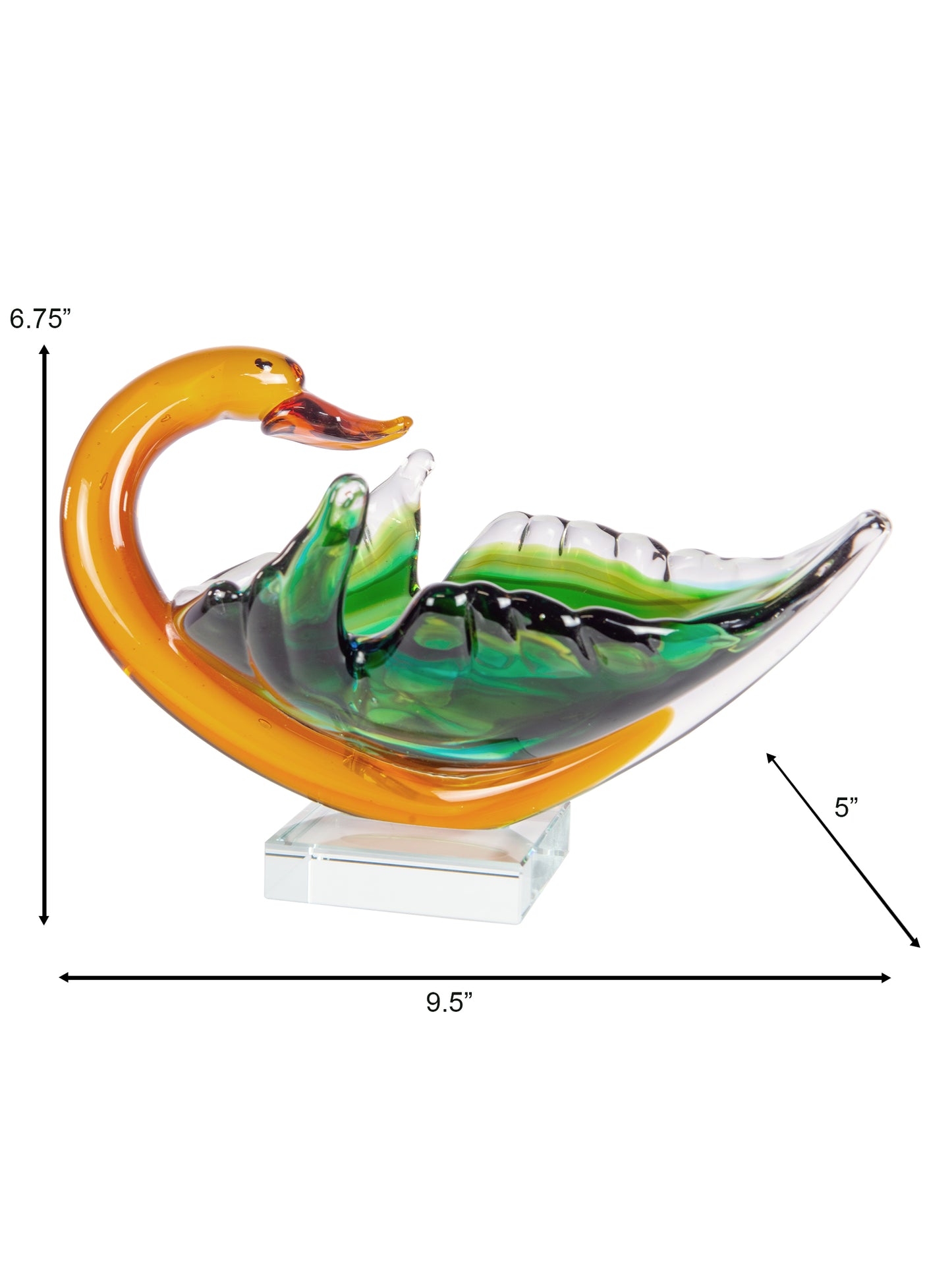 Majestic Swan Handcrafted Art Glass Bowl