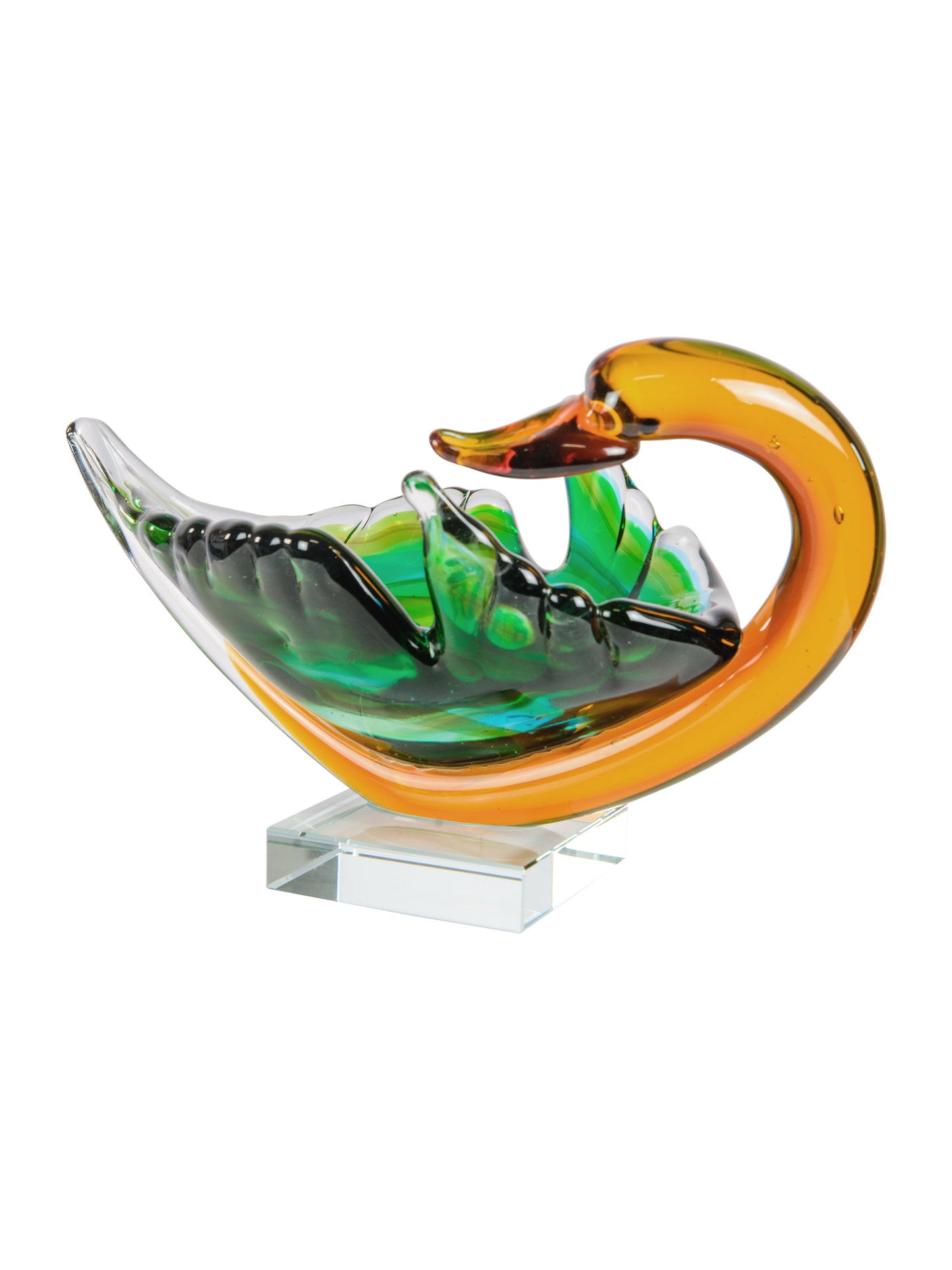 Majestic Swan Handcrafted Art Glass Bowl