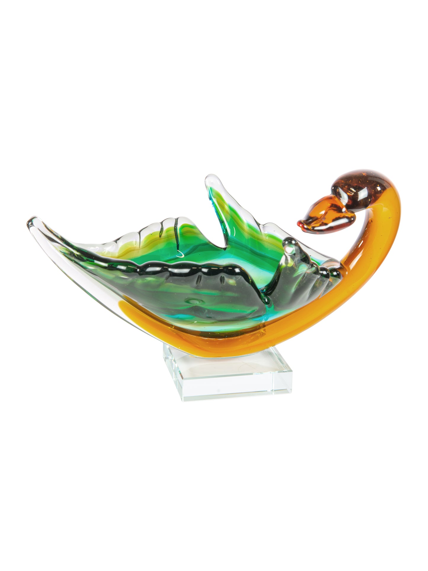Majestic Swan Handcrafted Art Glass Bowl