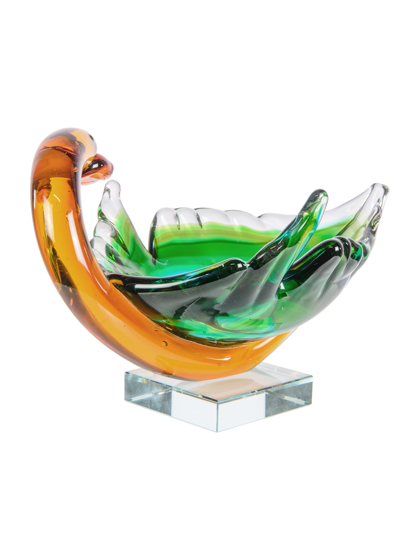 Majestic Swan Handcrafted Art Glass Bowl