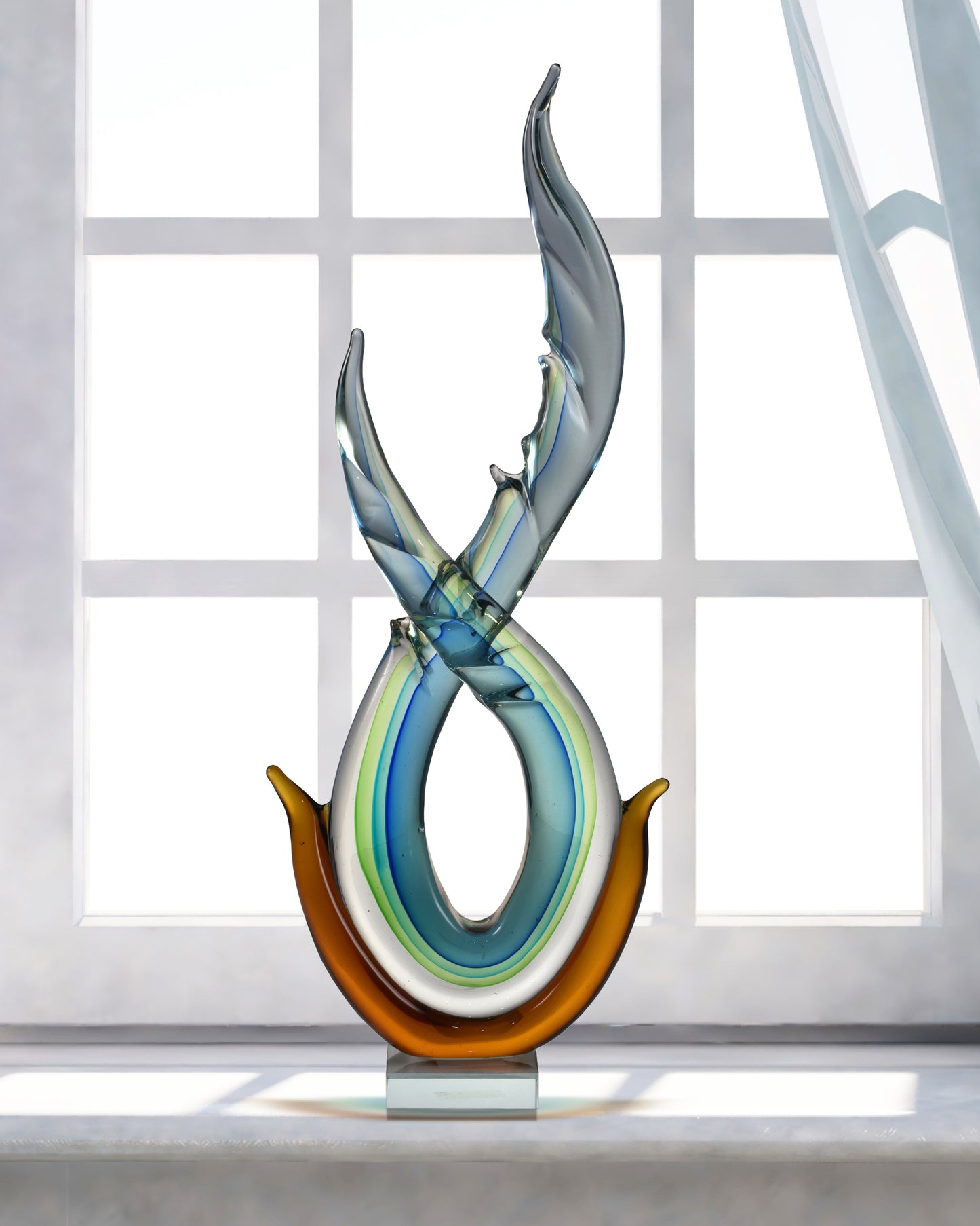 Aqua Handcrafted Art Glass Sculpture