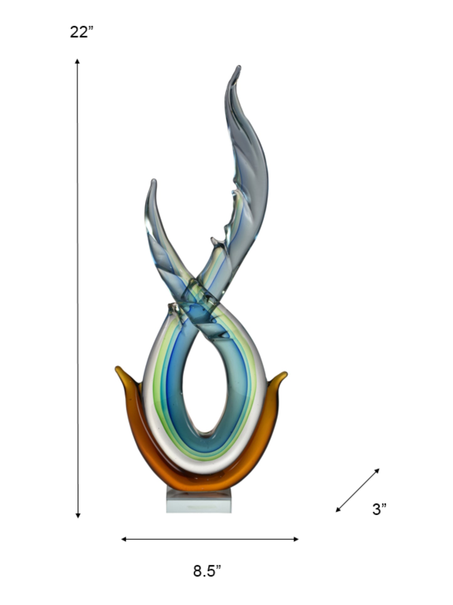 Aqua Handcrafted Art Glass Sculpture