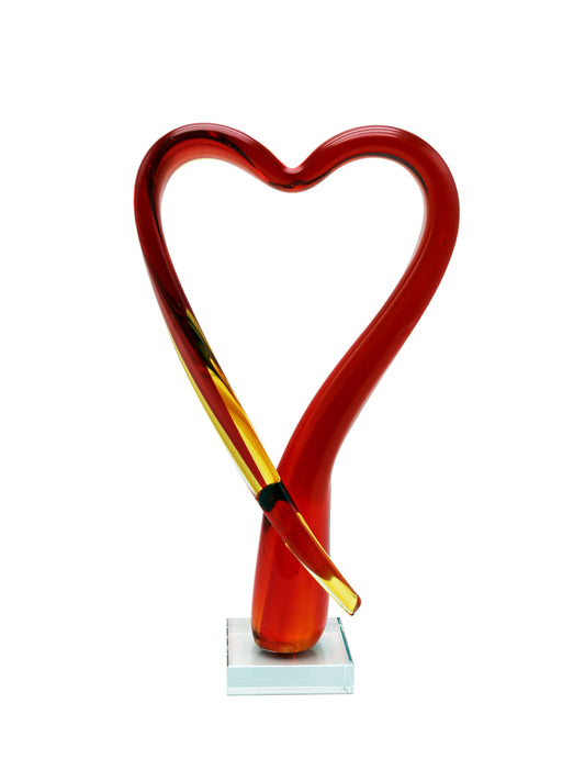 Opus Heart Handcrafted Art Glass Sculpture