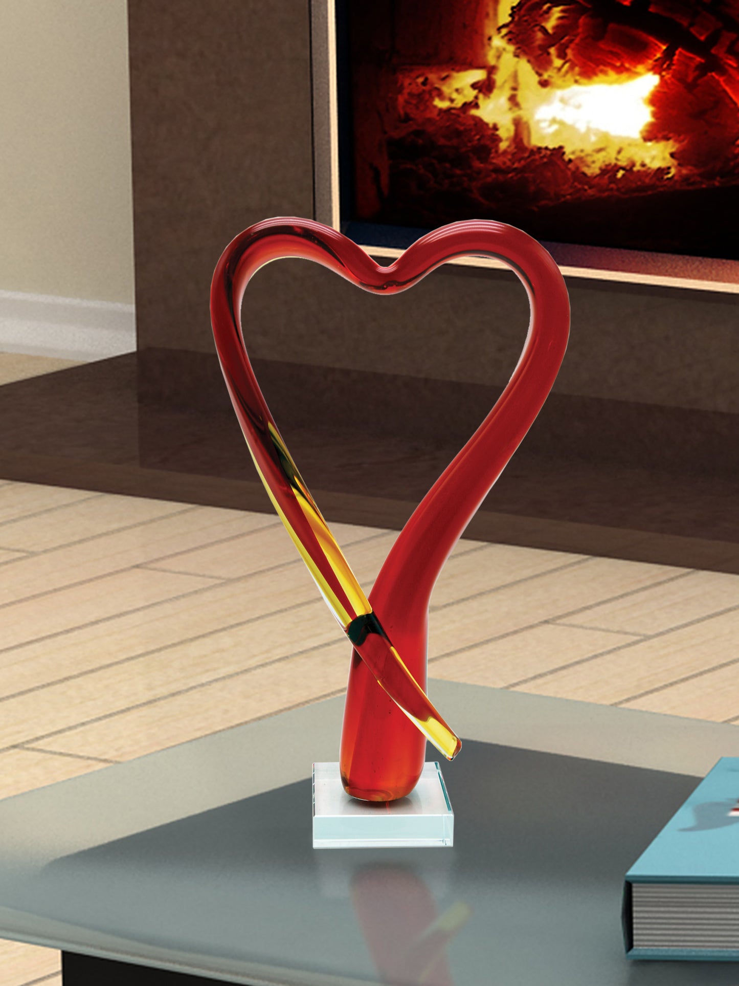 Opus Heart Handcrafted Art Glass Sculpture