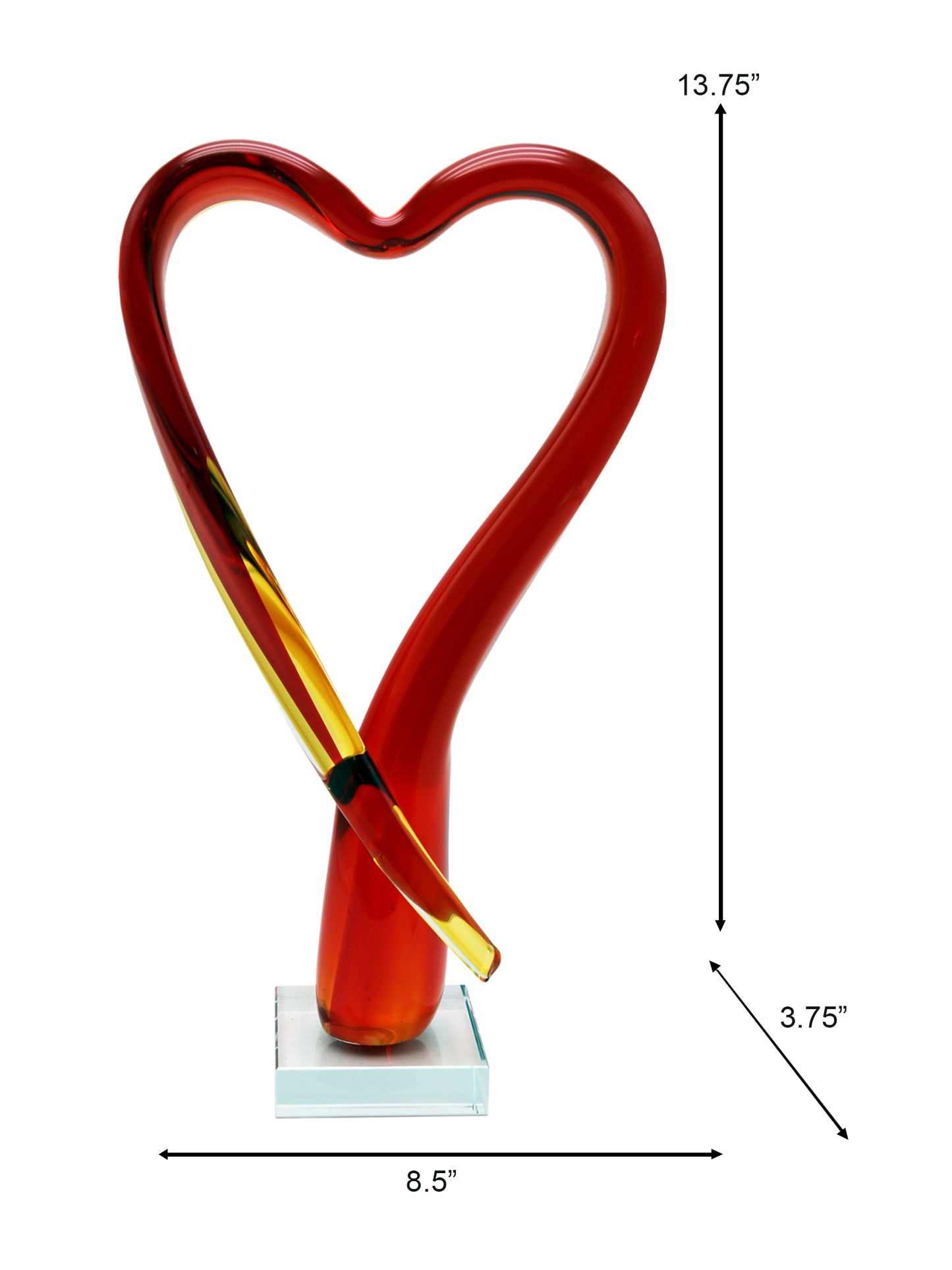 Opus Heart Handcrafted Art Glass Sculpture