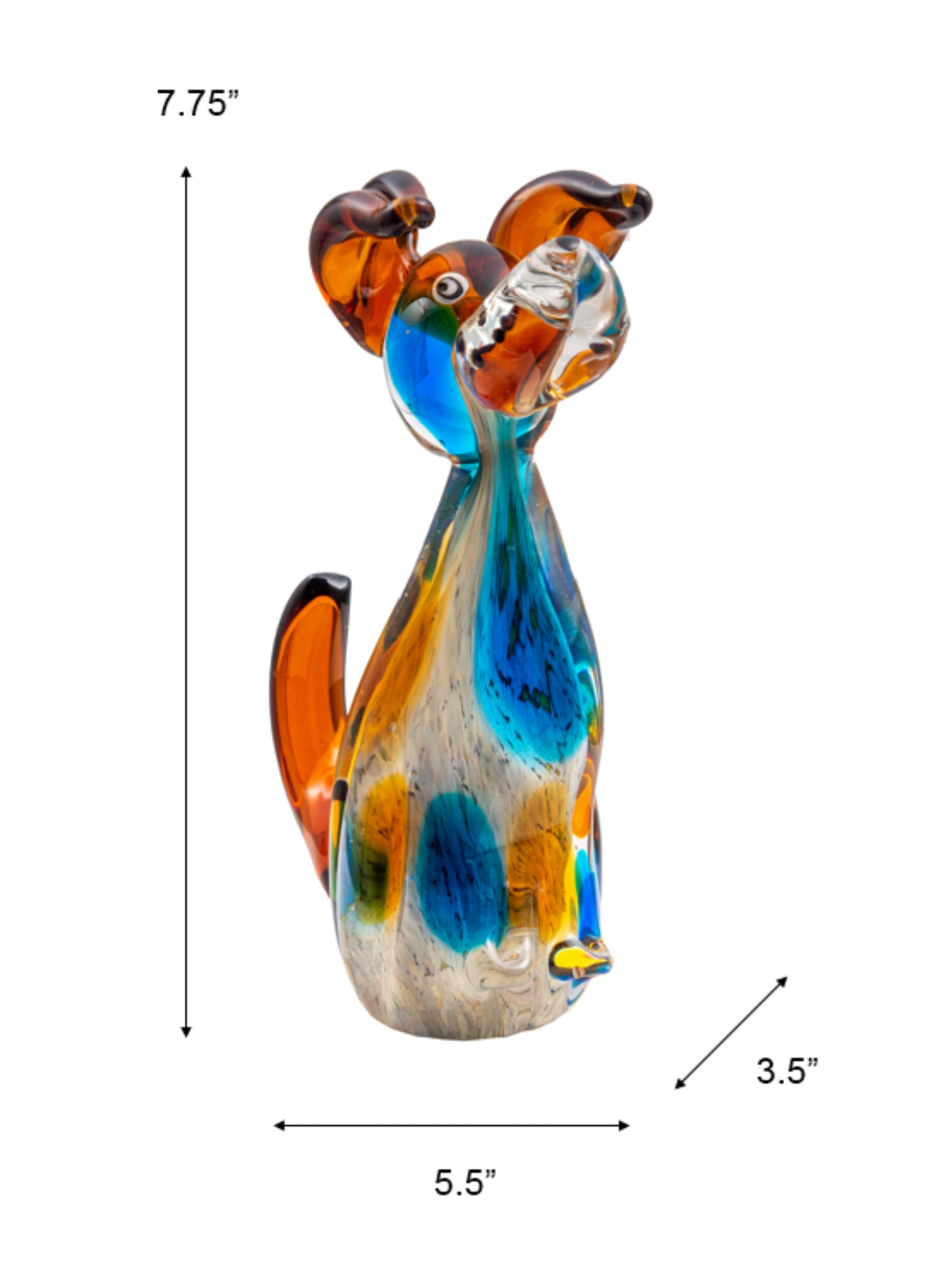 Maximo Dog Handcrafted Art Glass Figurine