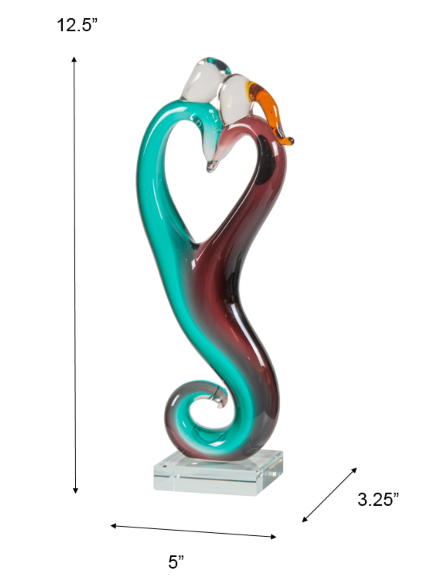 Unity Heart Handcrafted Art Glass Figurine