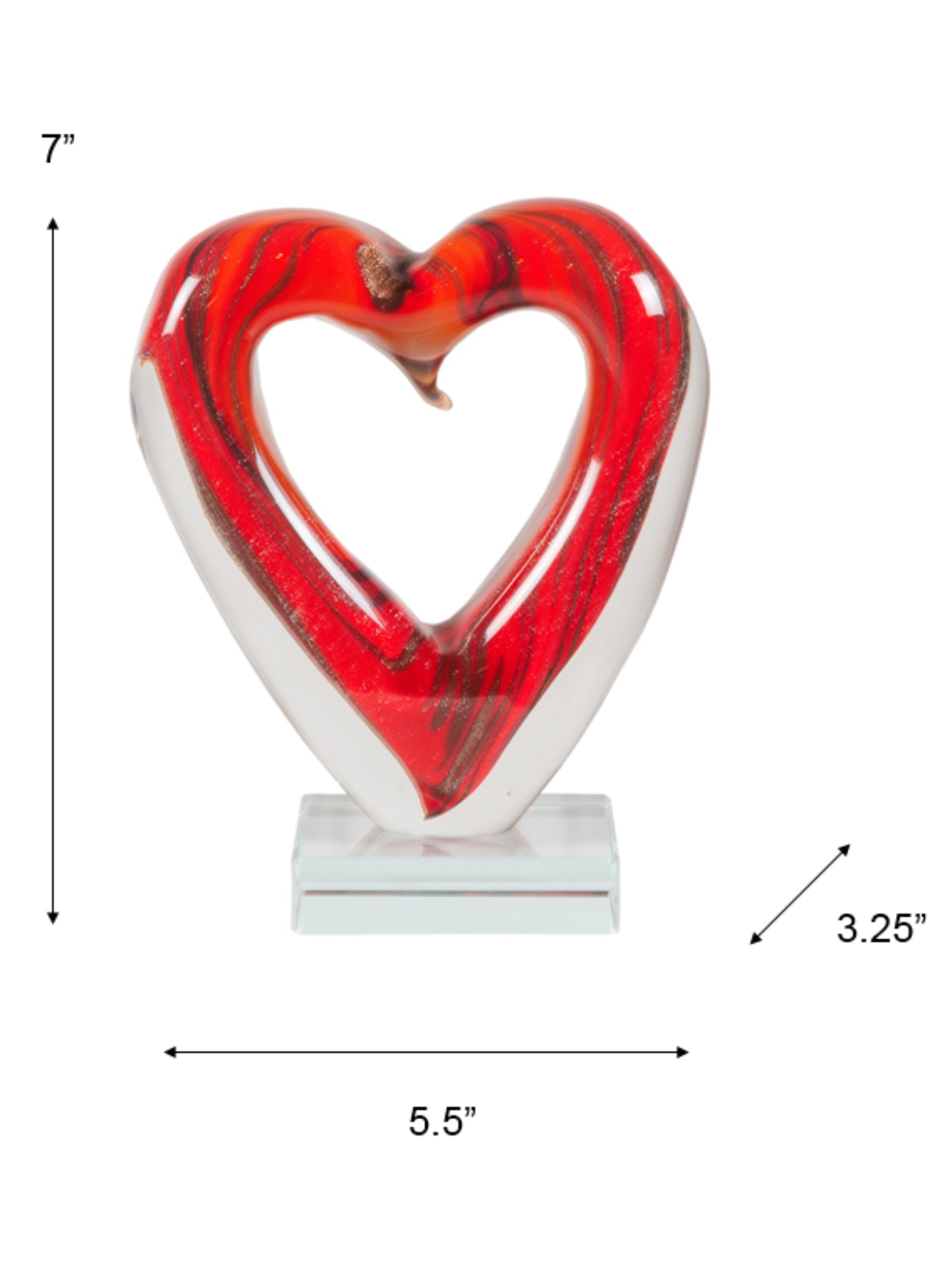 Rossa Heart Handcrafted Art Glass Figurine