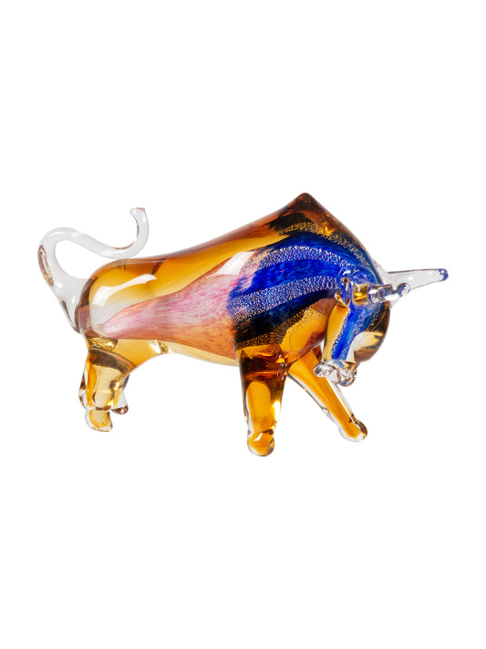 Rave Bull Handcrafted Art Glass Figurine