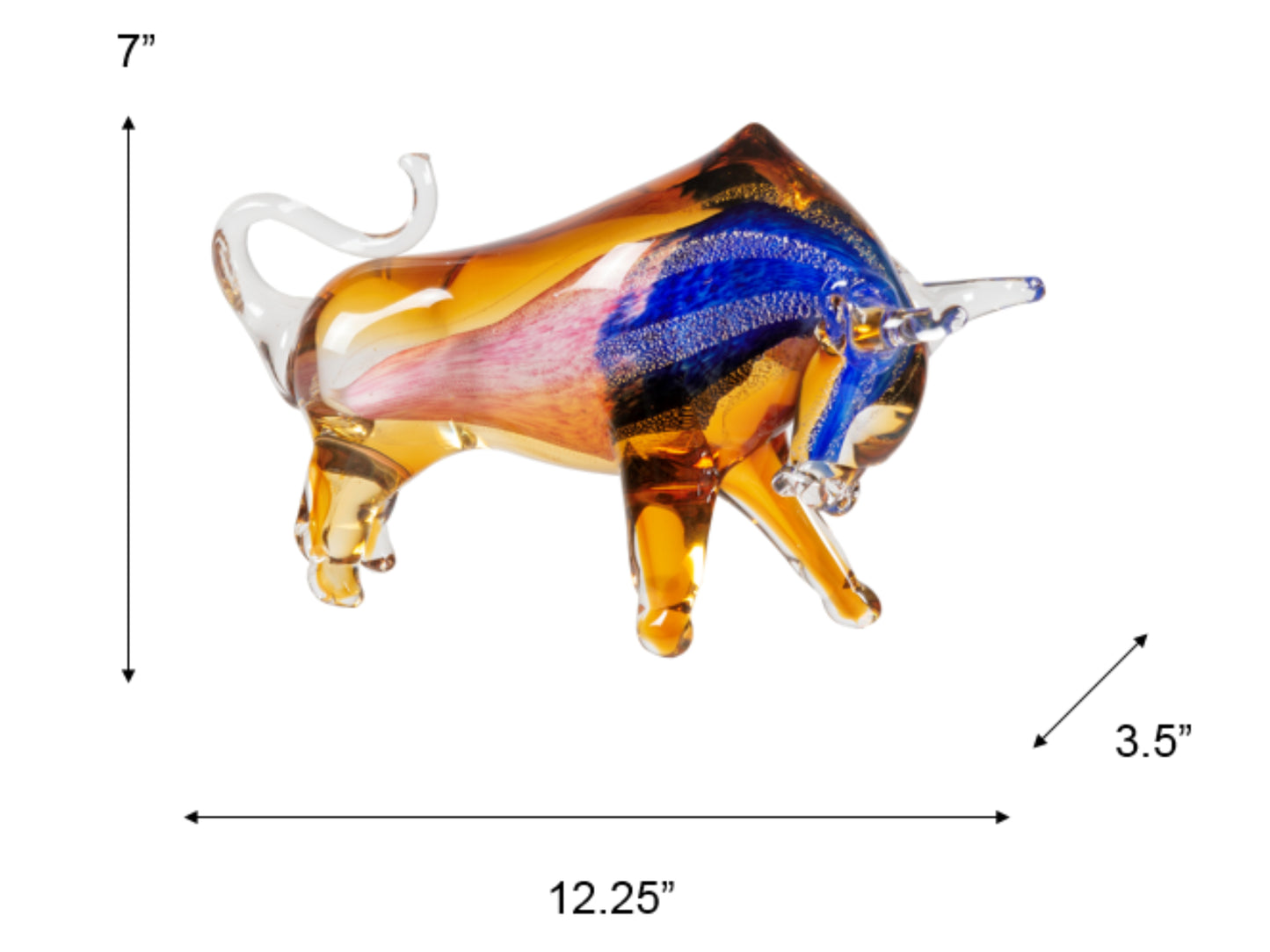 Rave Bull Handcrafted Art Glass Figurine
