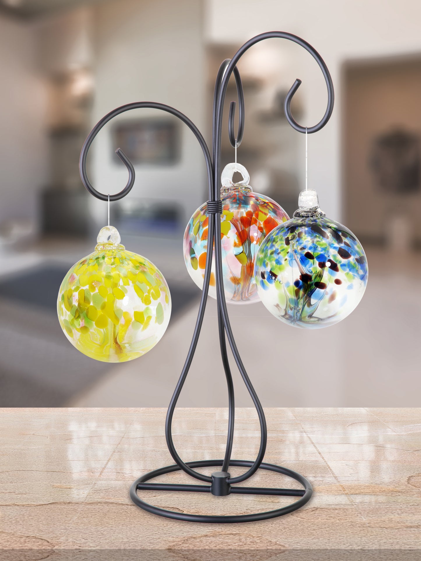 Rainbow Tree of Life Blossom 4 Inch Hand Blown Decorative Glass Ornament