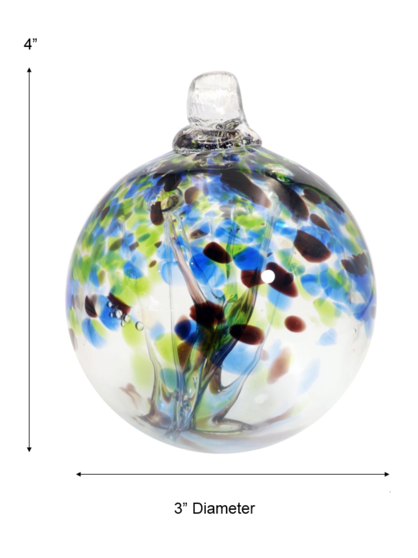 Rainbow Tree of Life Mystic 3 Inch Hand Blown Decorative Glass Ornament